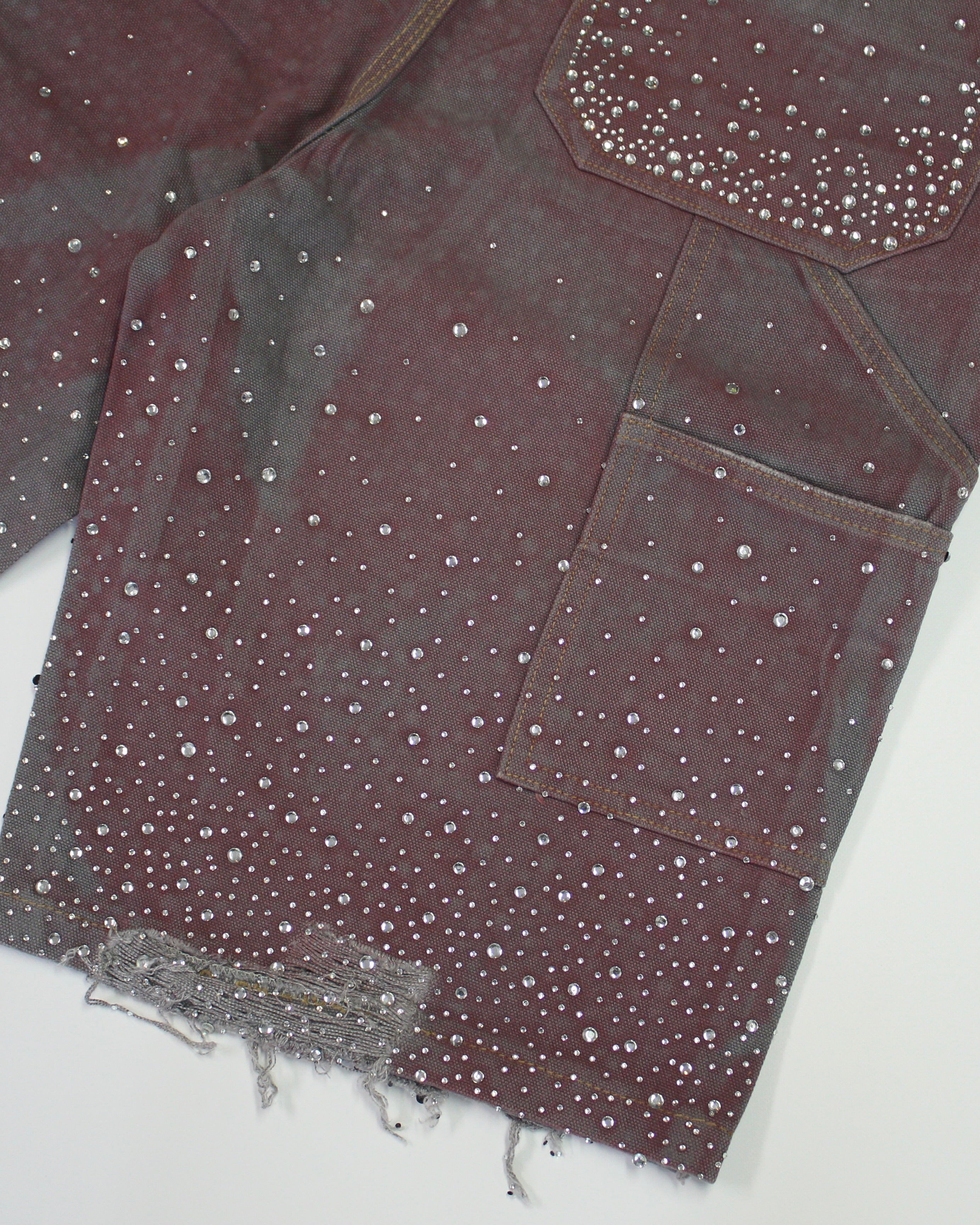 Crystal-Studded Denim Jorts Purple
