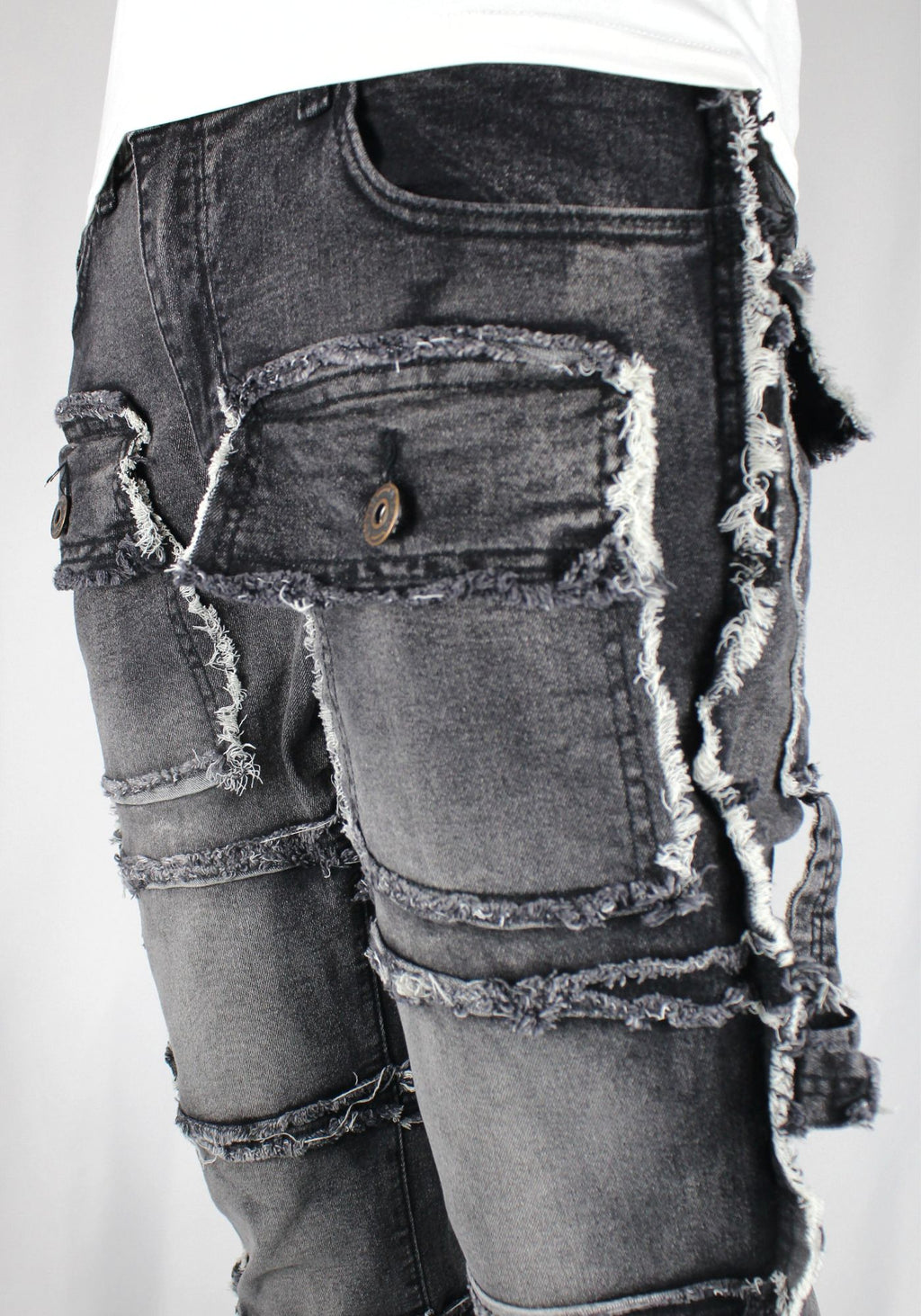 Multi-Pocket Flare Denim Black