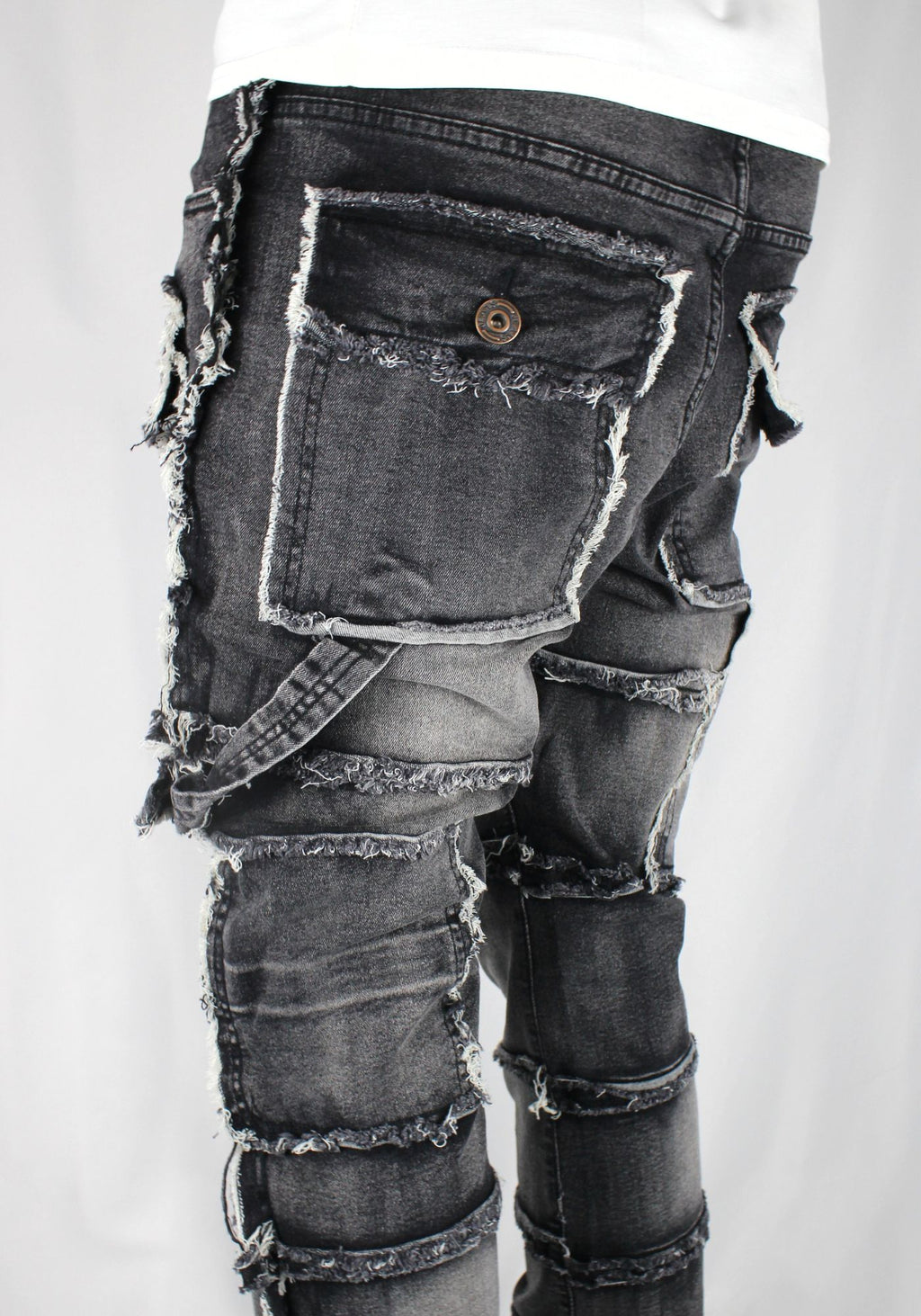 Multi-Pocket Flare Denim Black