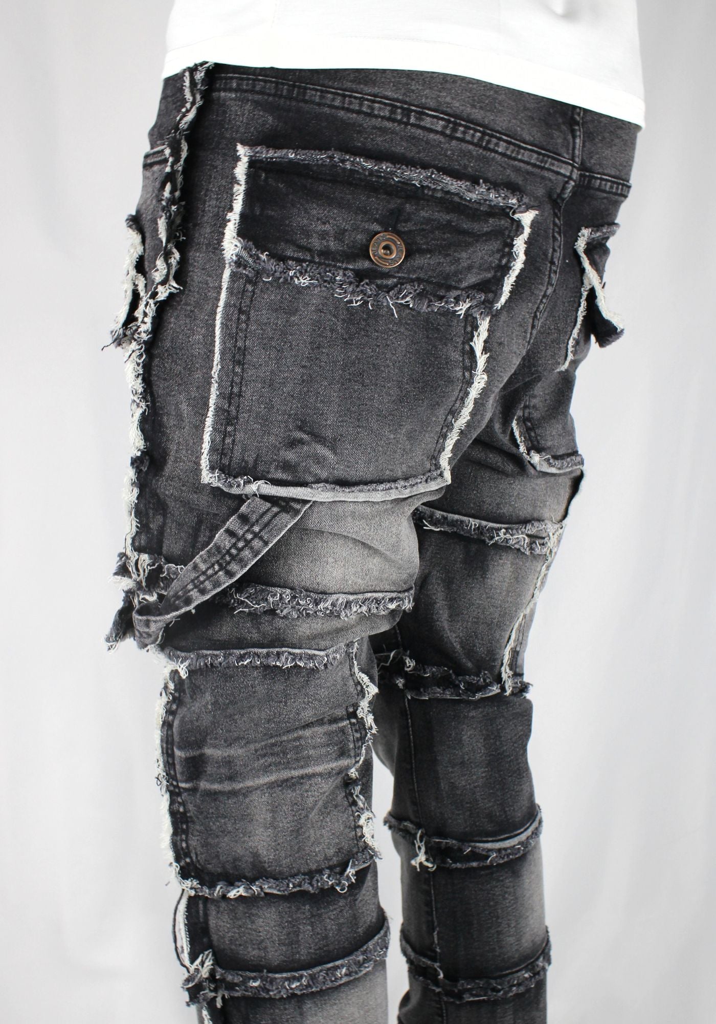 Multi-Pocket Flare Denim Black