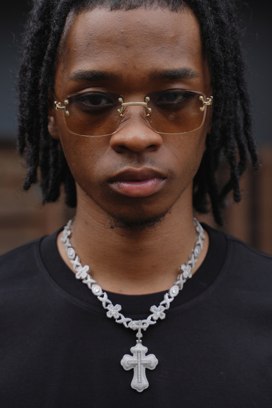 Double Layer Cross Pendant Necklace - 15mm