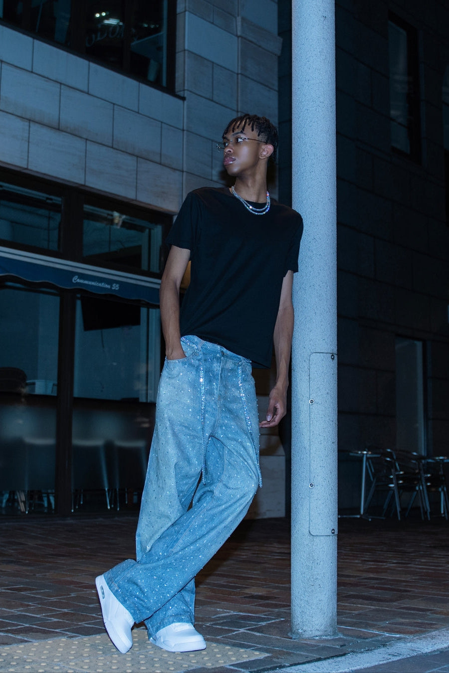 Rhinestone Denim Blue