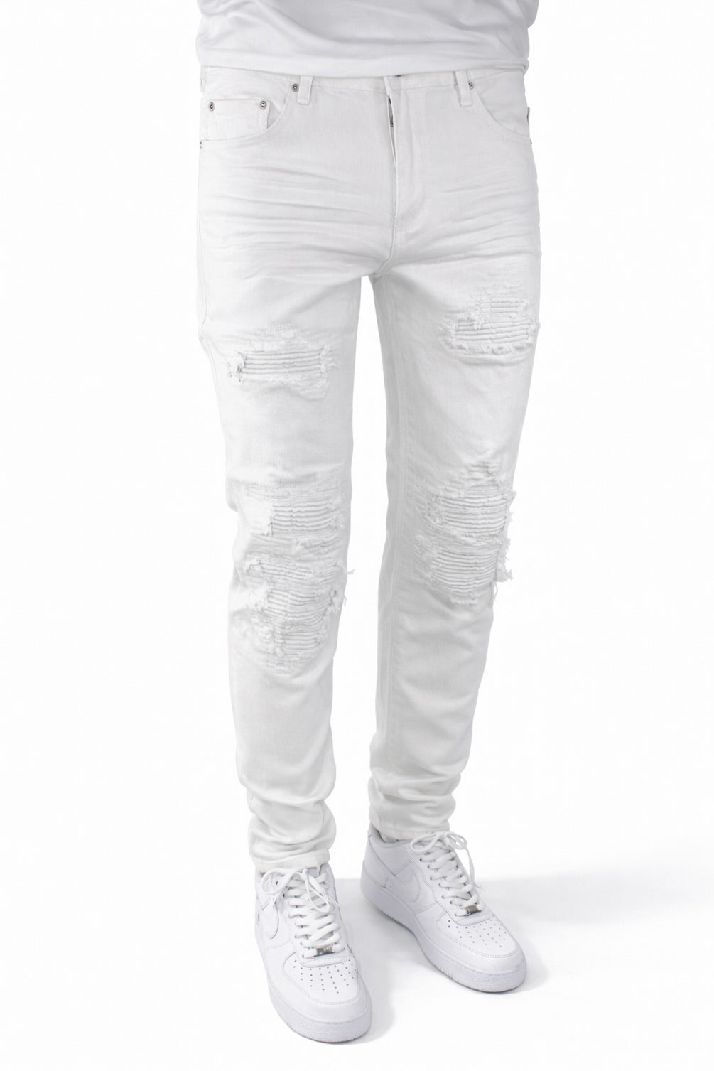 SKINNY DISTRESSED CUTOUT - WHITE