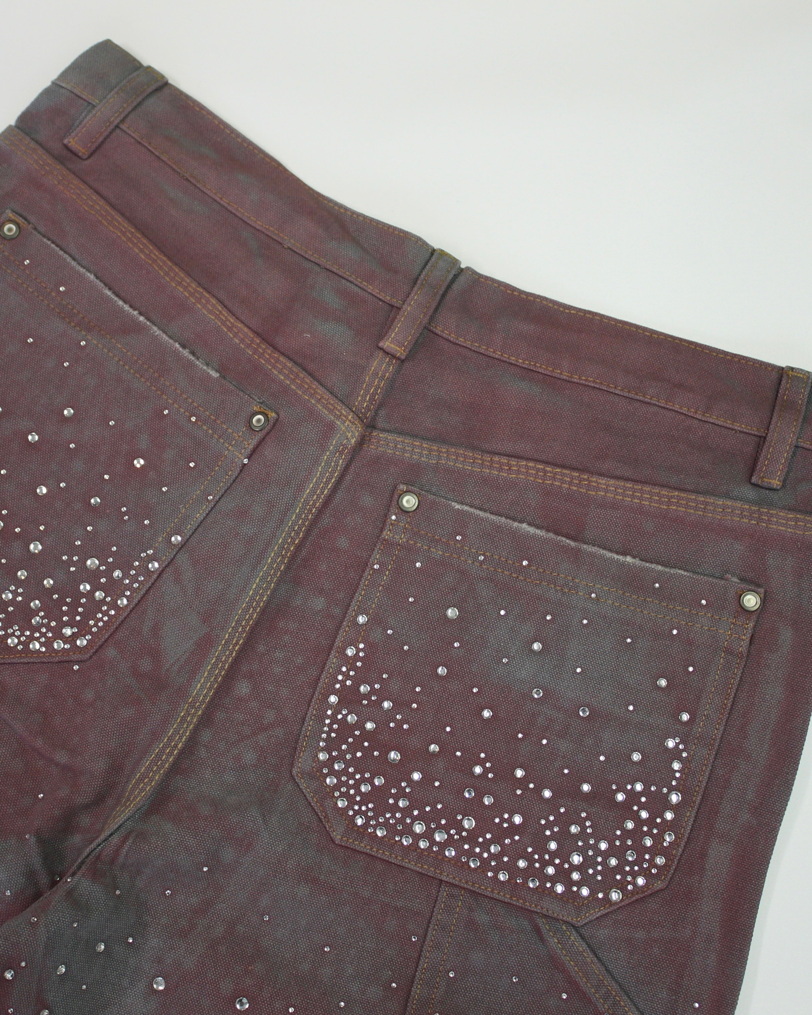 Crystal-Studded Denim Jorts Purple