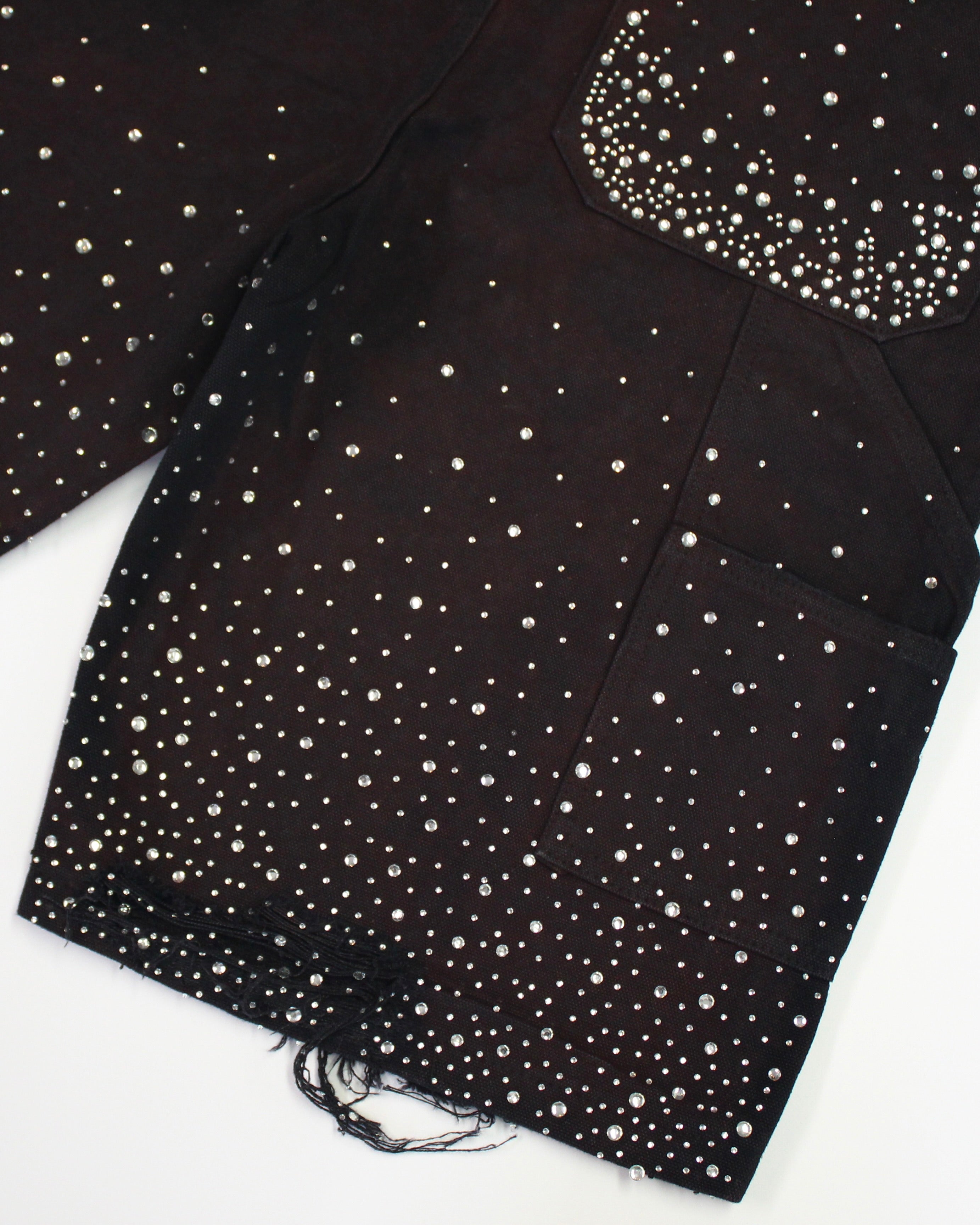 Crystal-Studded Denim Jorts Black