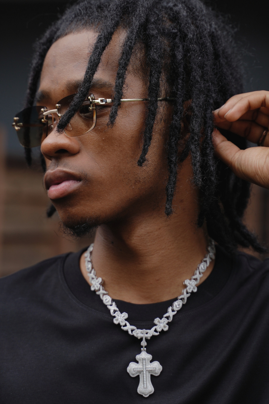 Double Layer Cross Pendant Necklace - 15mm