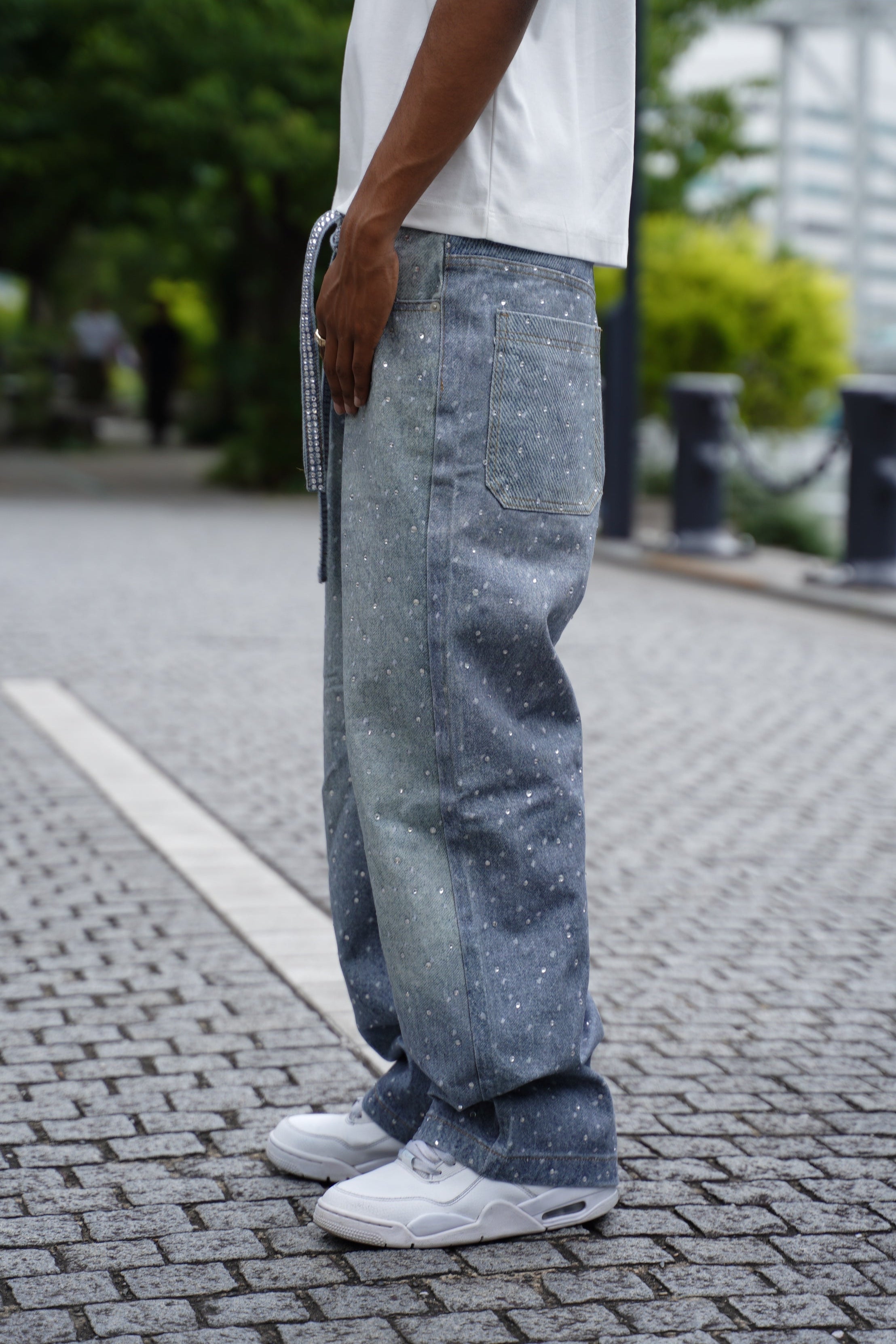 Rhinestone Denim Blue