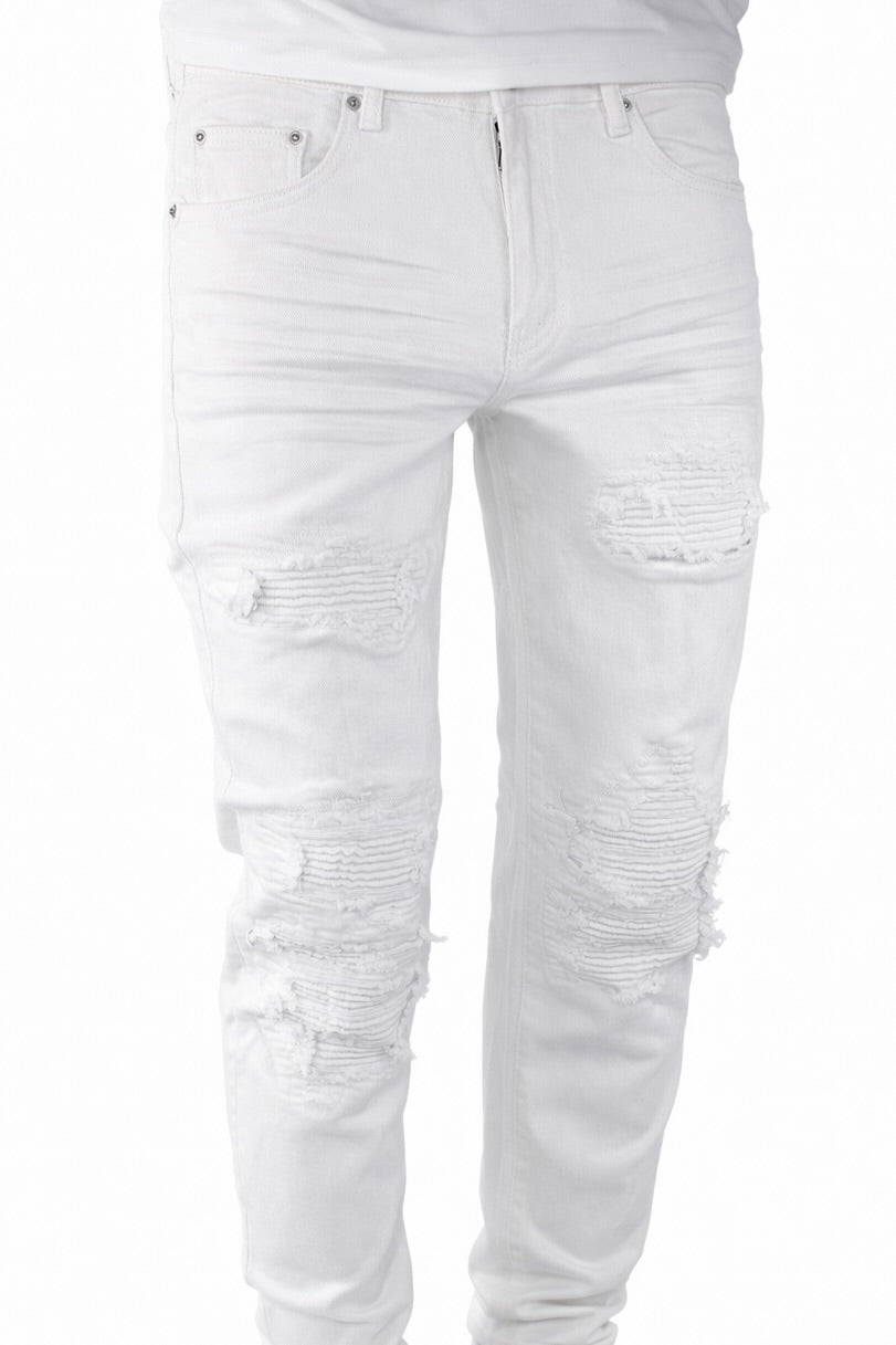 SKINNY DISTRESSED CUTOUT - WHITE