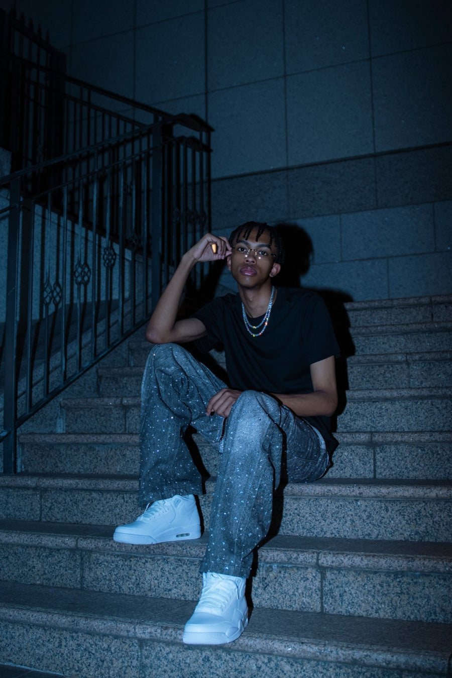 Rhinestone Denim Black