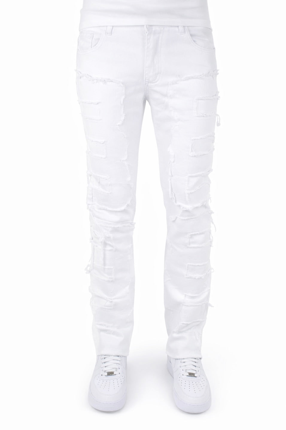 FLARE FRAYED STACKED 02 - WHITE