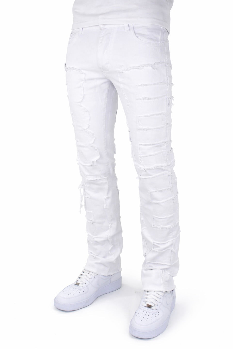 FLARE FRAYED STACKED 02 - WHITE