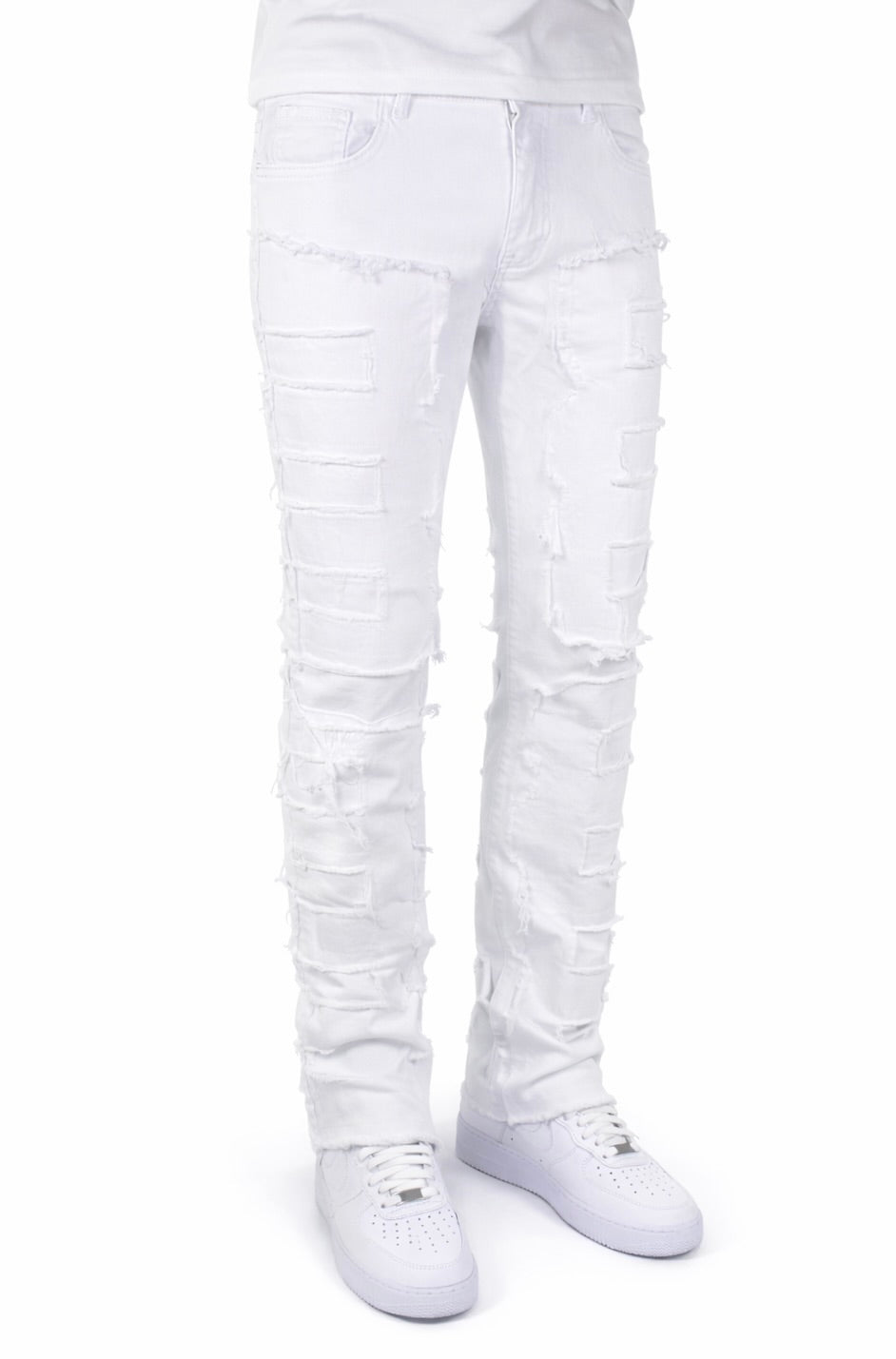 FLARE FRAYED STACKED 02 - WHITE