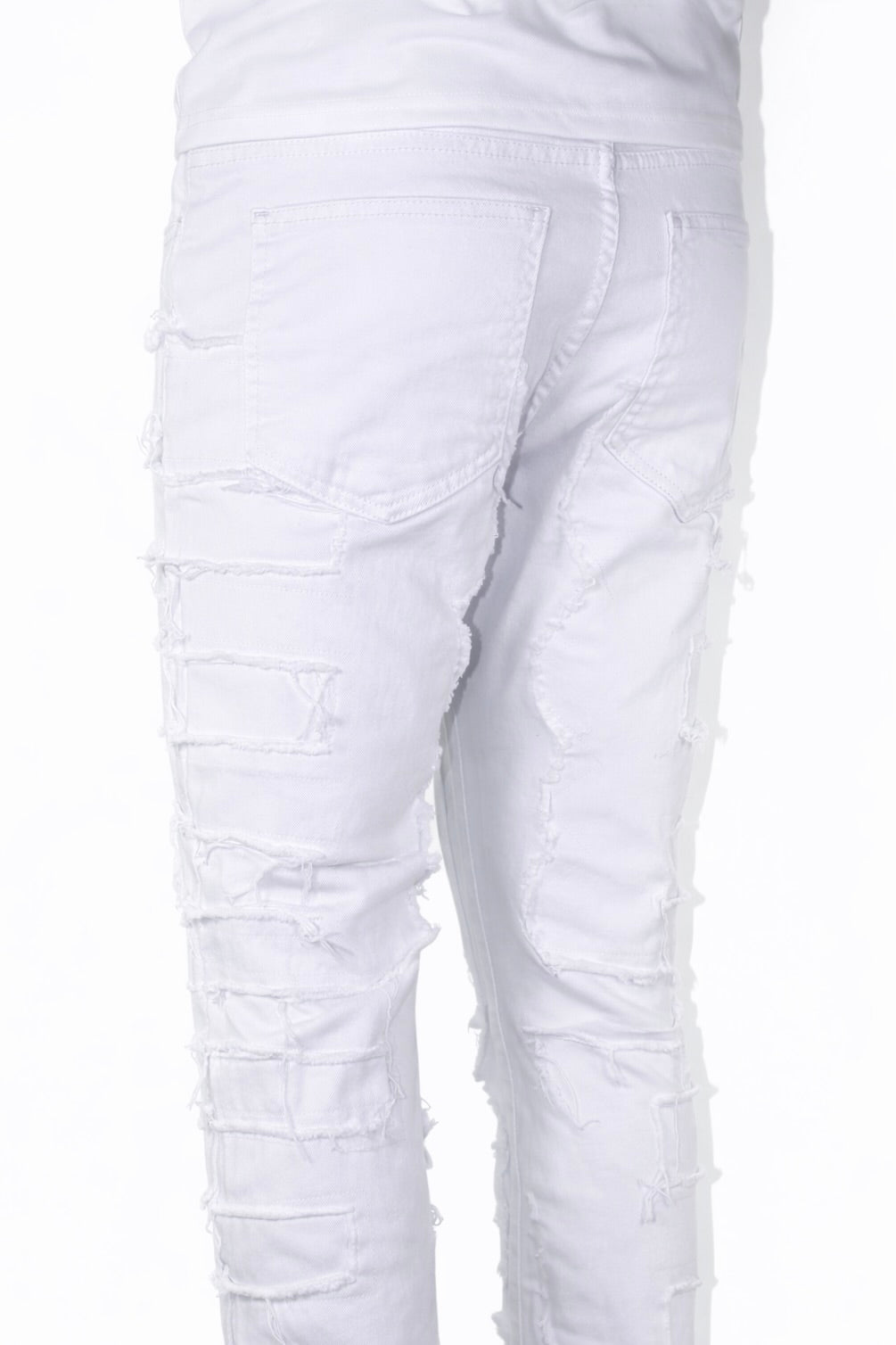 FLARE FRAYED STACKED 02 - WHITE