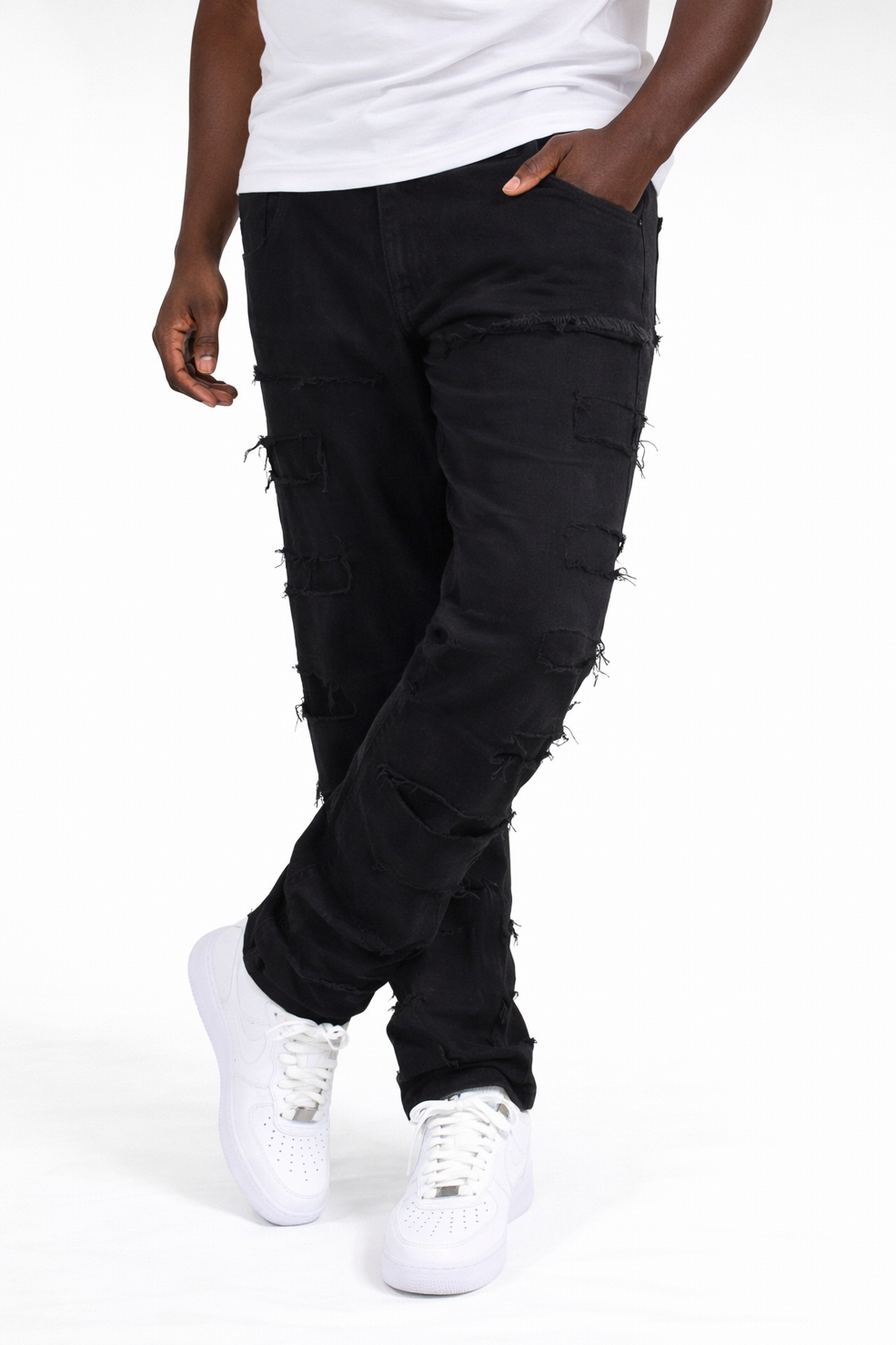 FLARE FRAYED STACKED 02 - BLACK