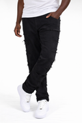 FLARE FRAYED STACKED 02 - BLACK
