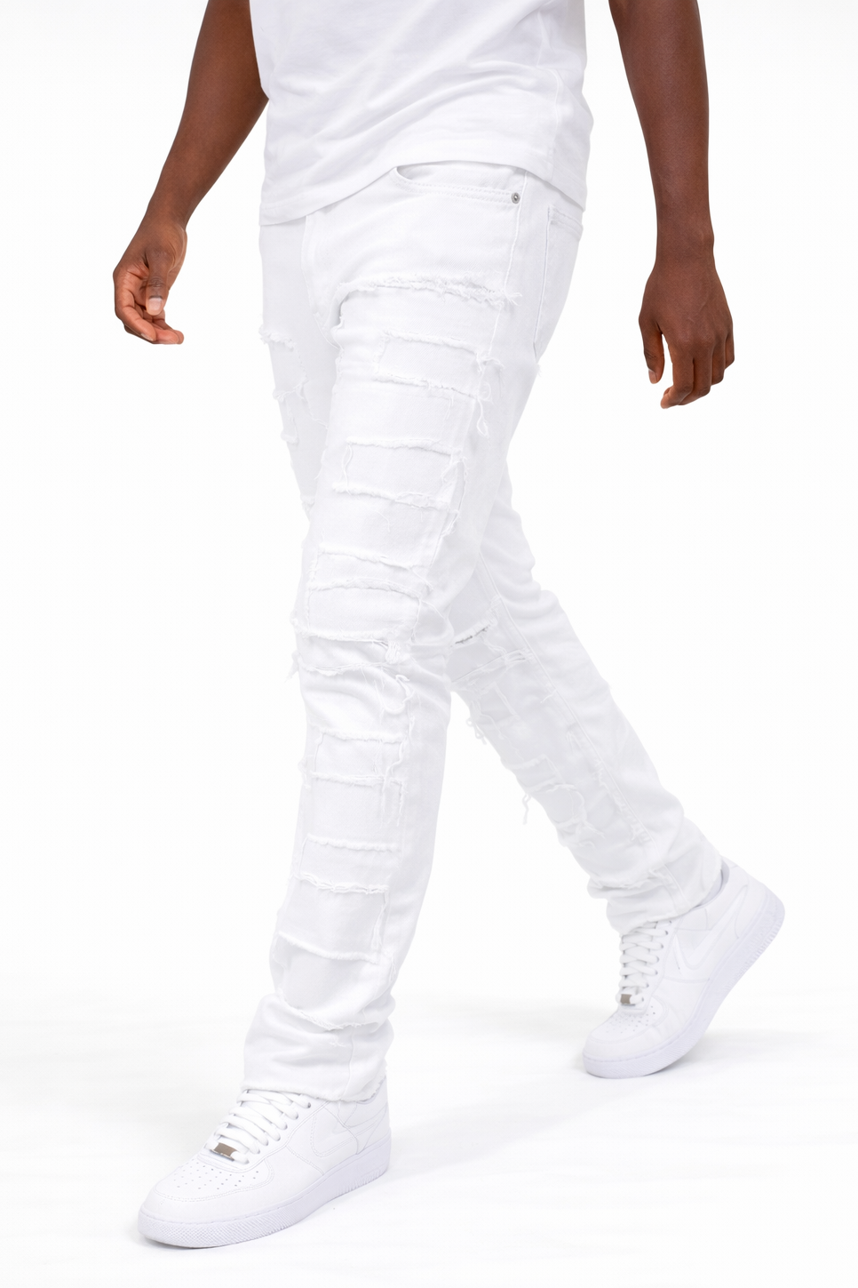 FLARE FRAYED STACKED 02 - WHITE