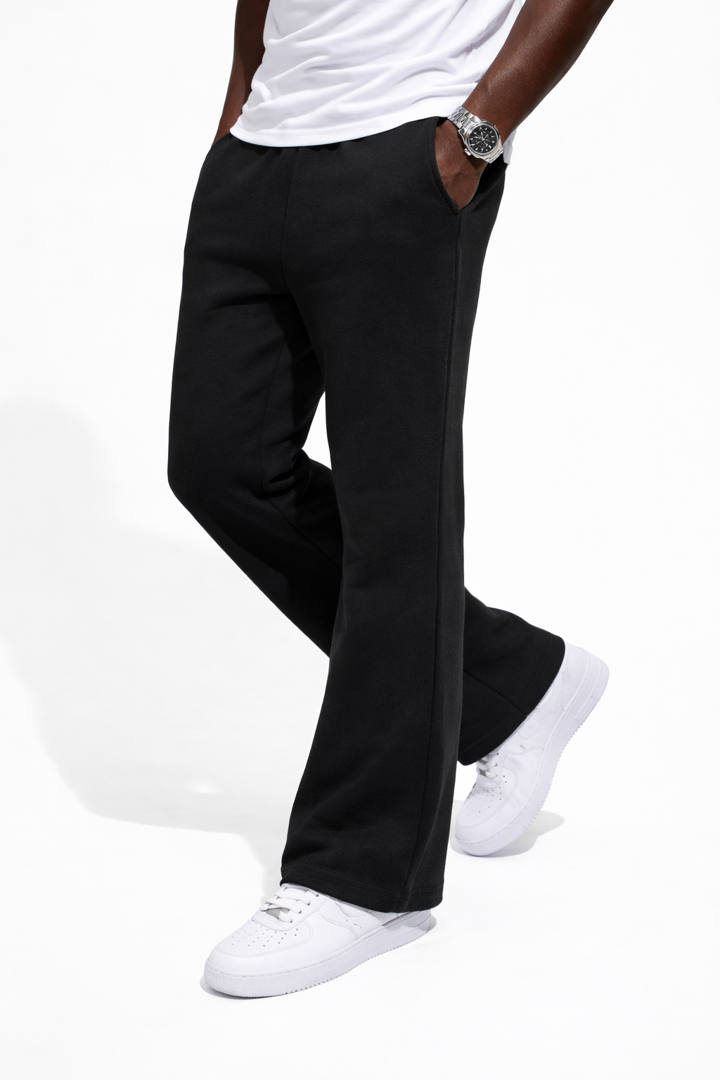 FLARE SWEAT PANTS - BLACK