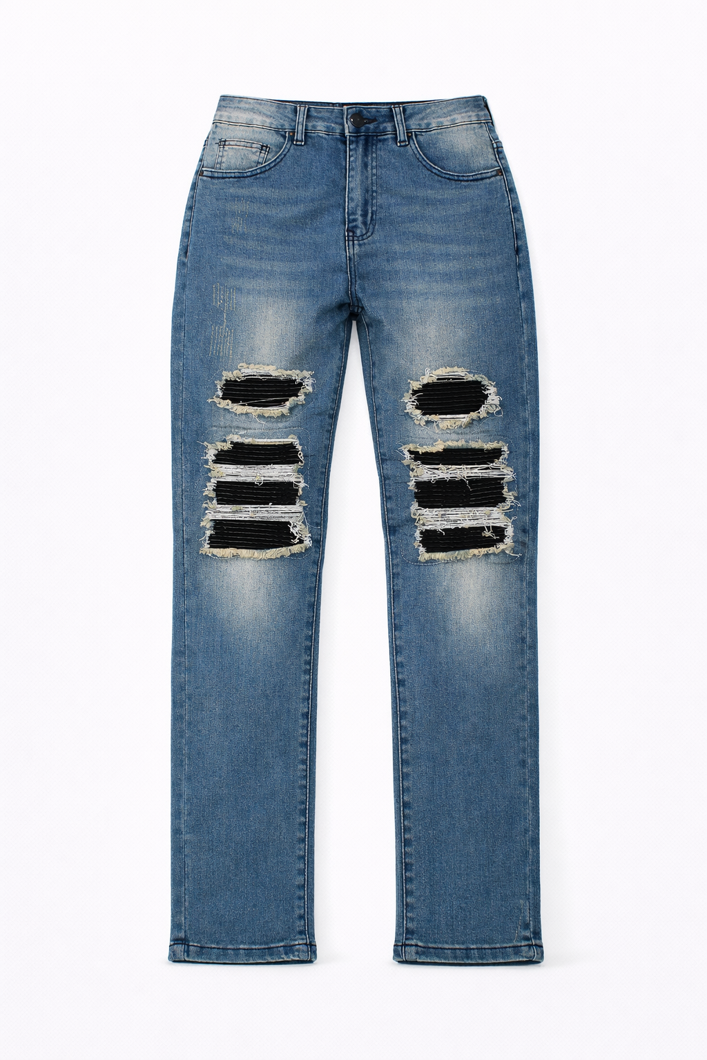 SKINNY DISTRESSED CUTOUT - BLUE