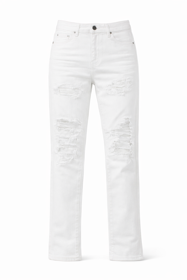 SKINNY DISTRESSED CUTOUT - WHITE