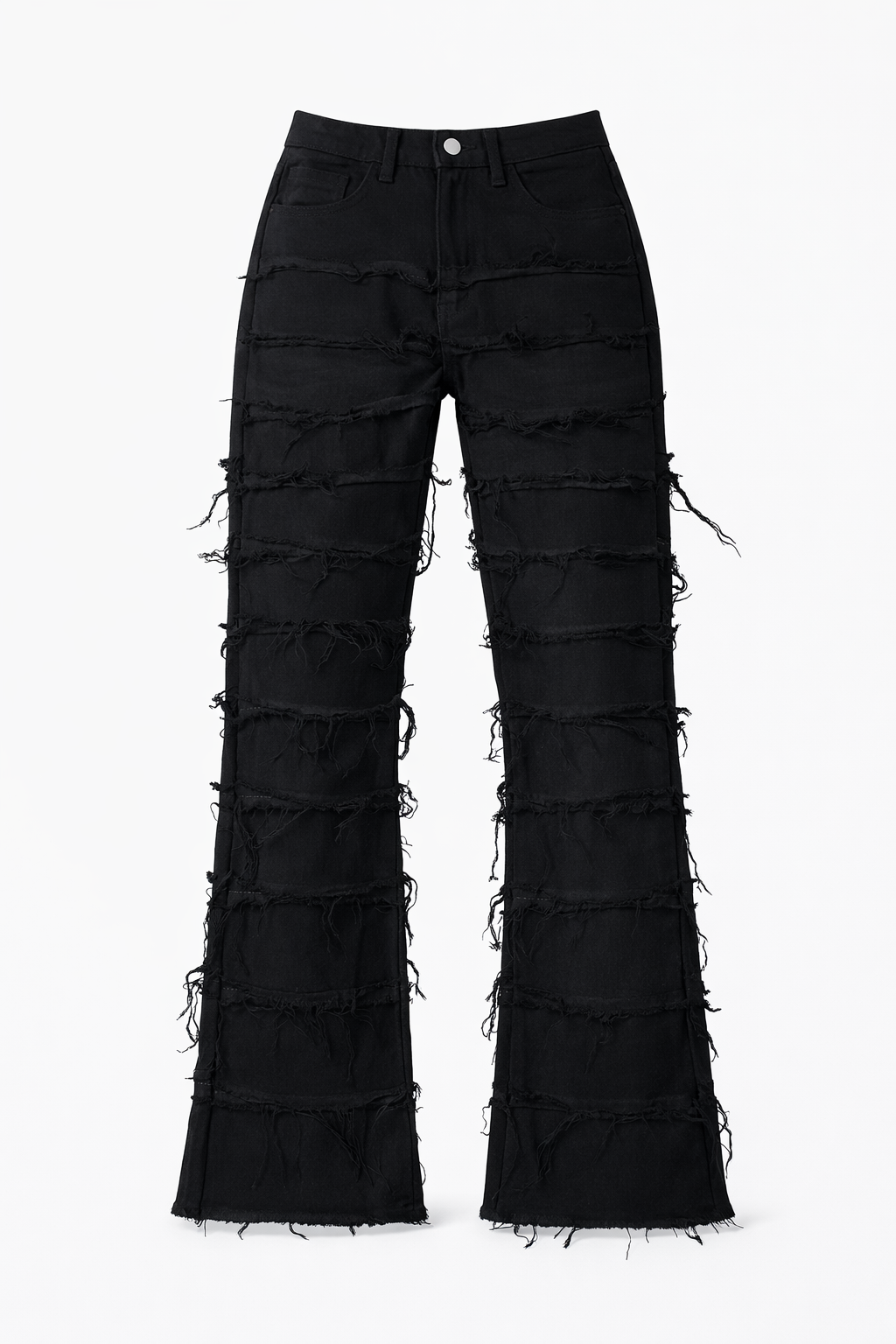 FLARE FRAYED STACKED 01 - BLACK