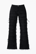 FLARE FRAYED STACKED 01 - BLACK