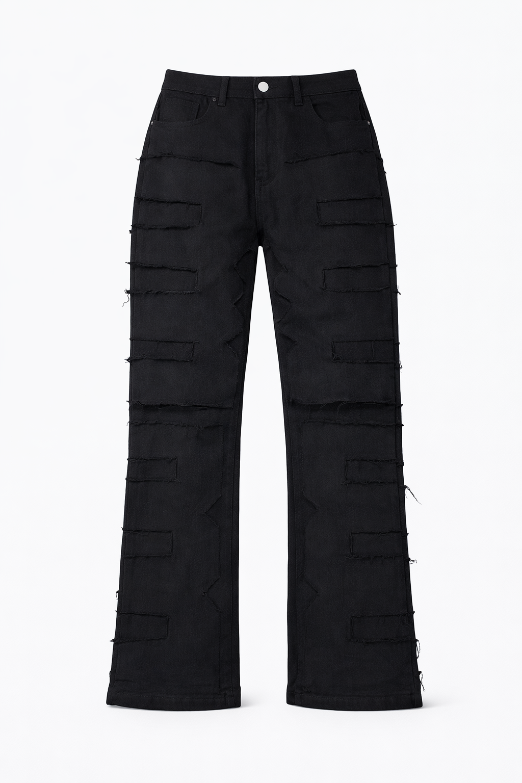 FLARE FRAYED STACKED 02 - BLACK