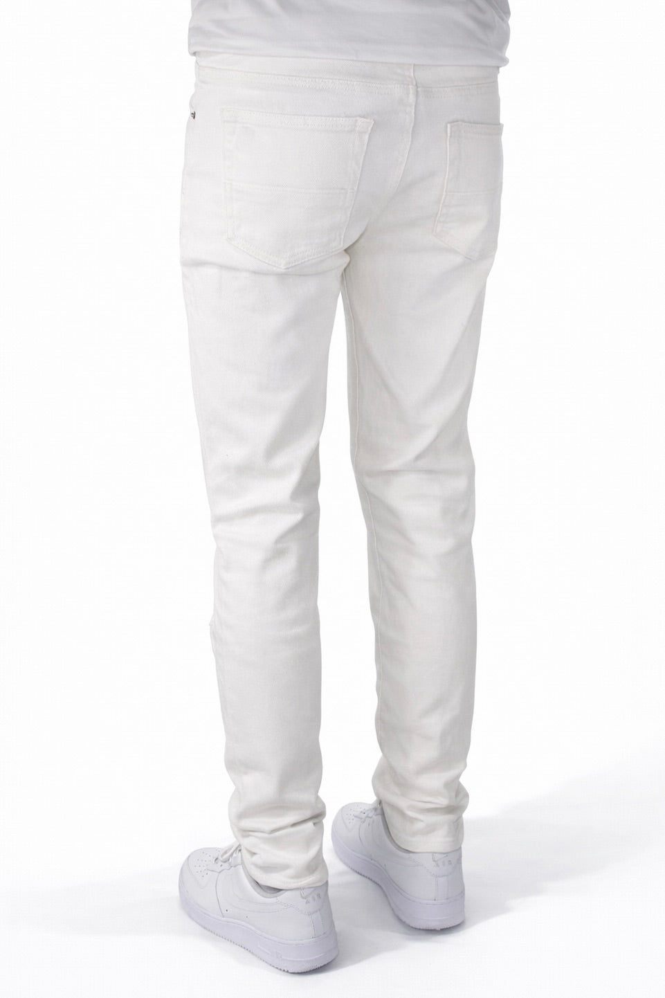 SKINNY DISTRESSED CUTOUT RHINESTONE - WHITE