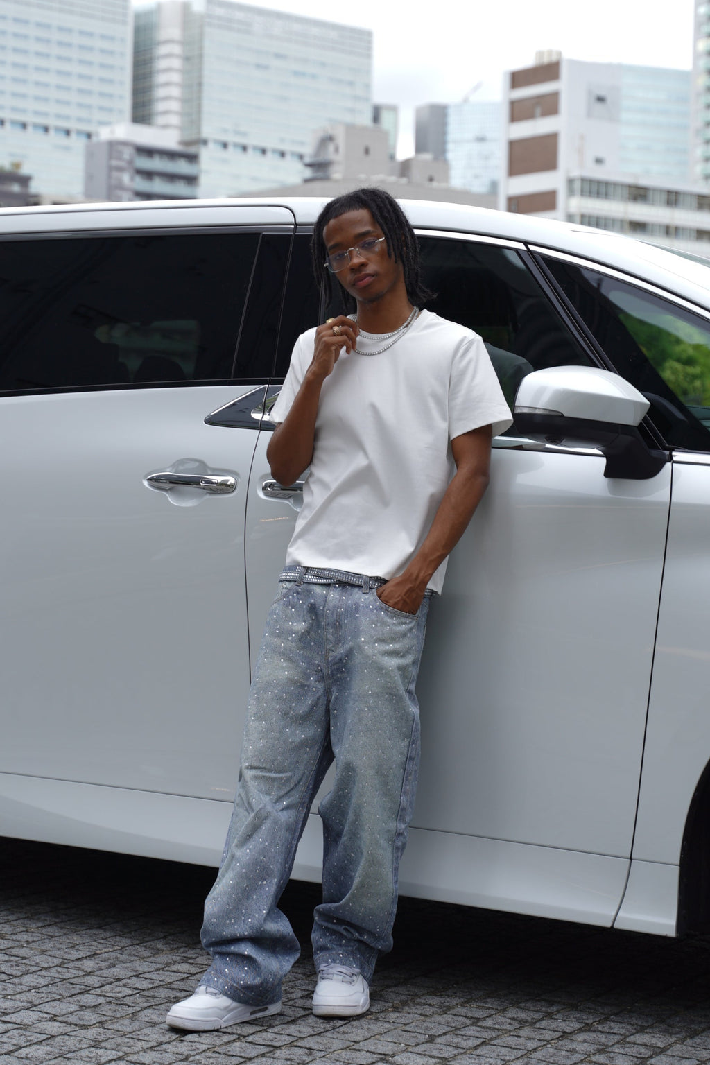 Rhinestone Denim Blue