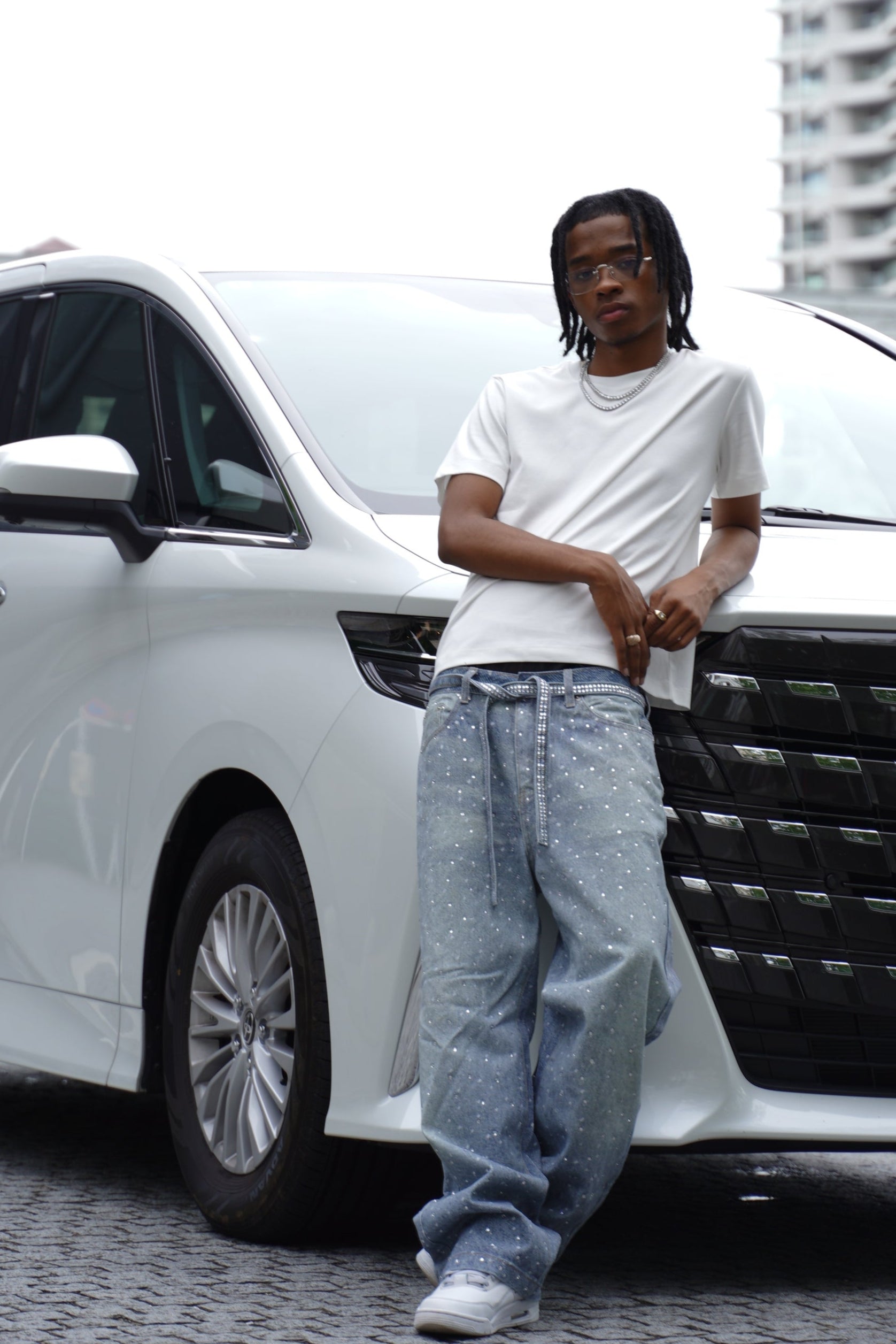 Rhinestone Denim Blue