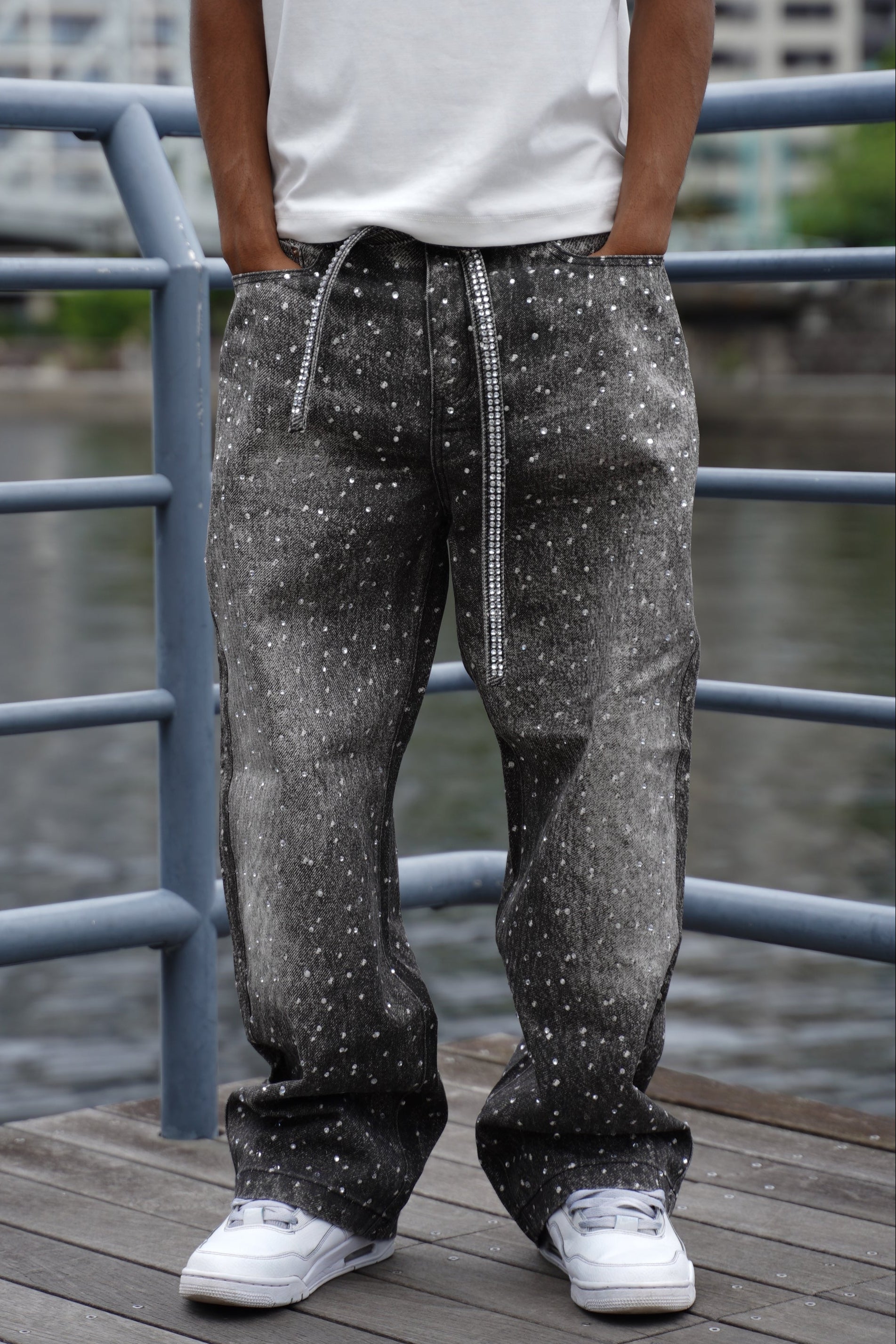 Rhinestone Denim Black