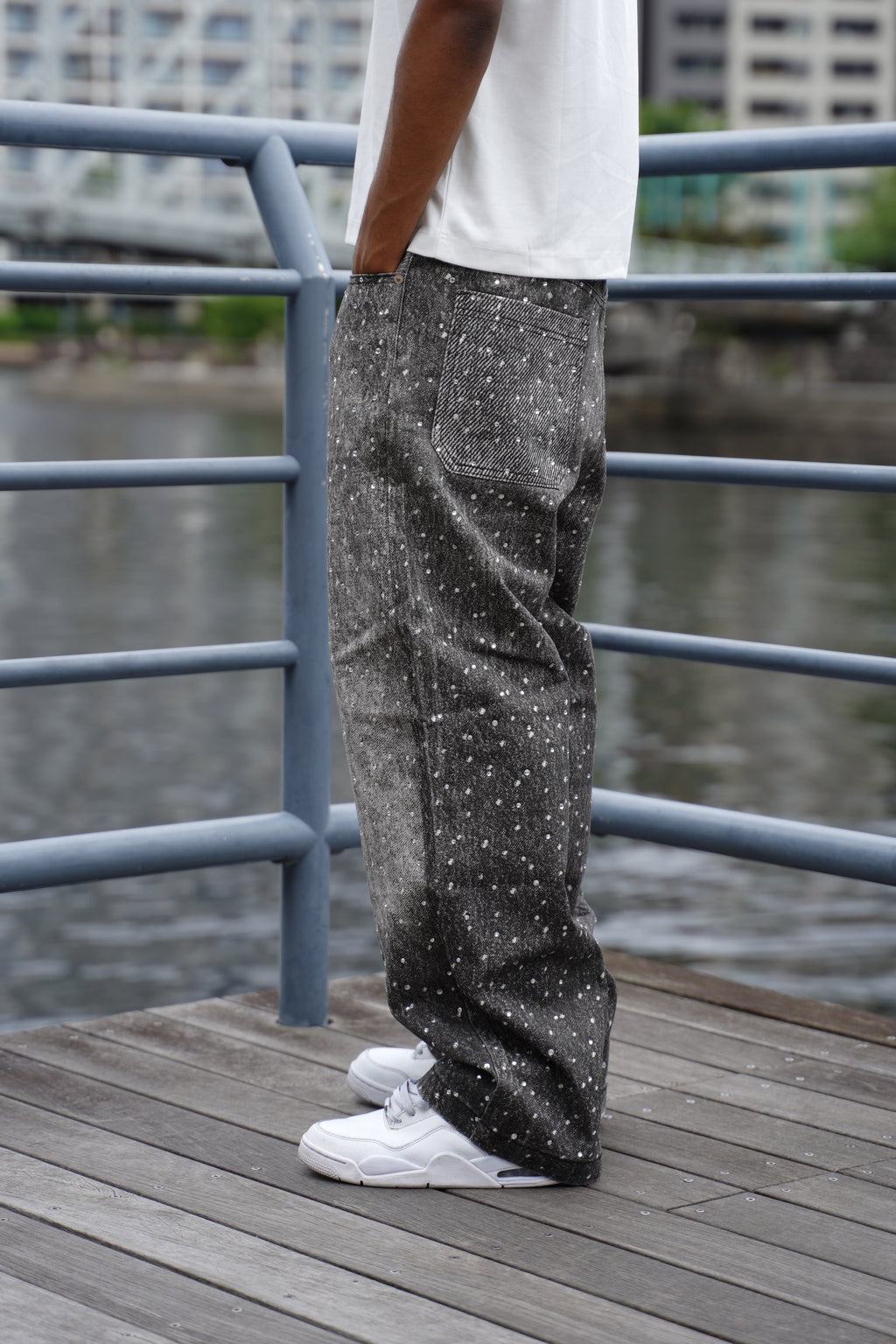 Rhinestone Denim Black