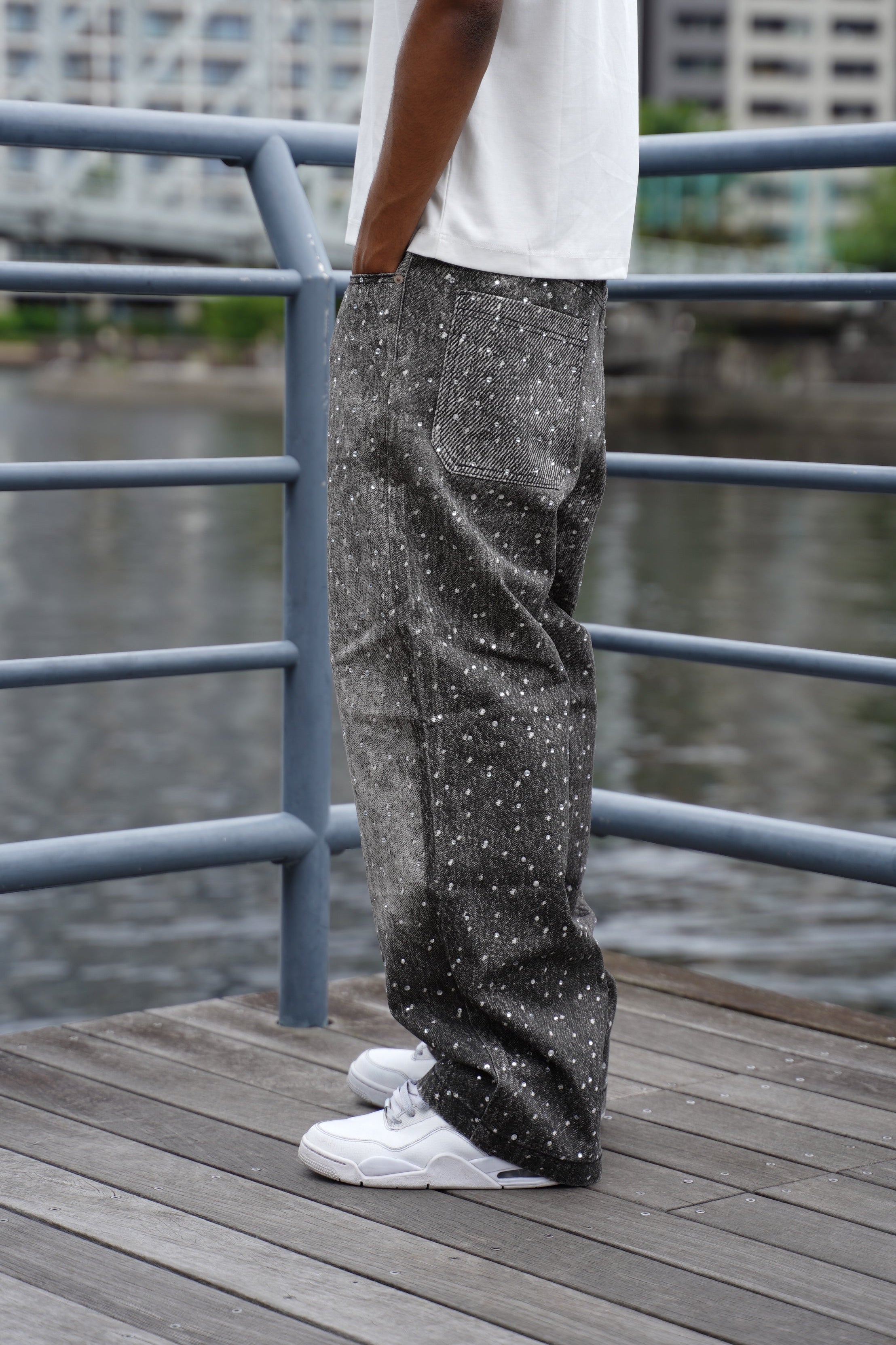 Rhinestone Denim Black