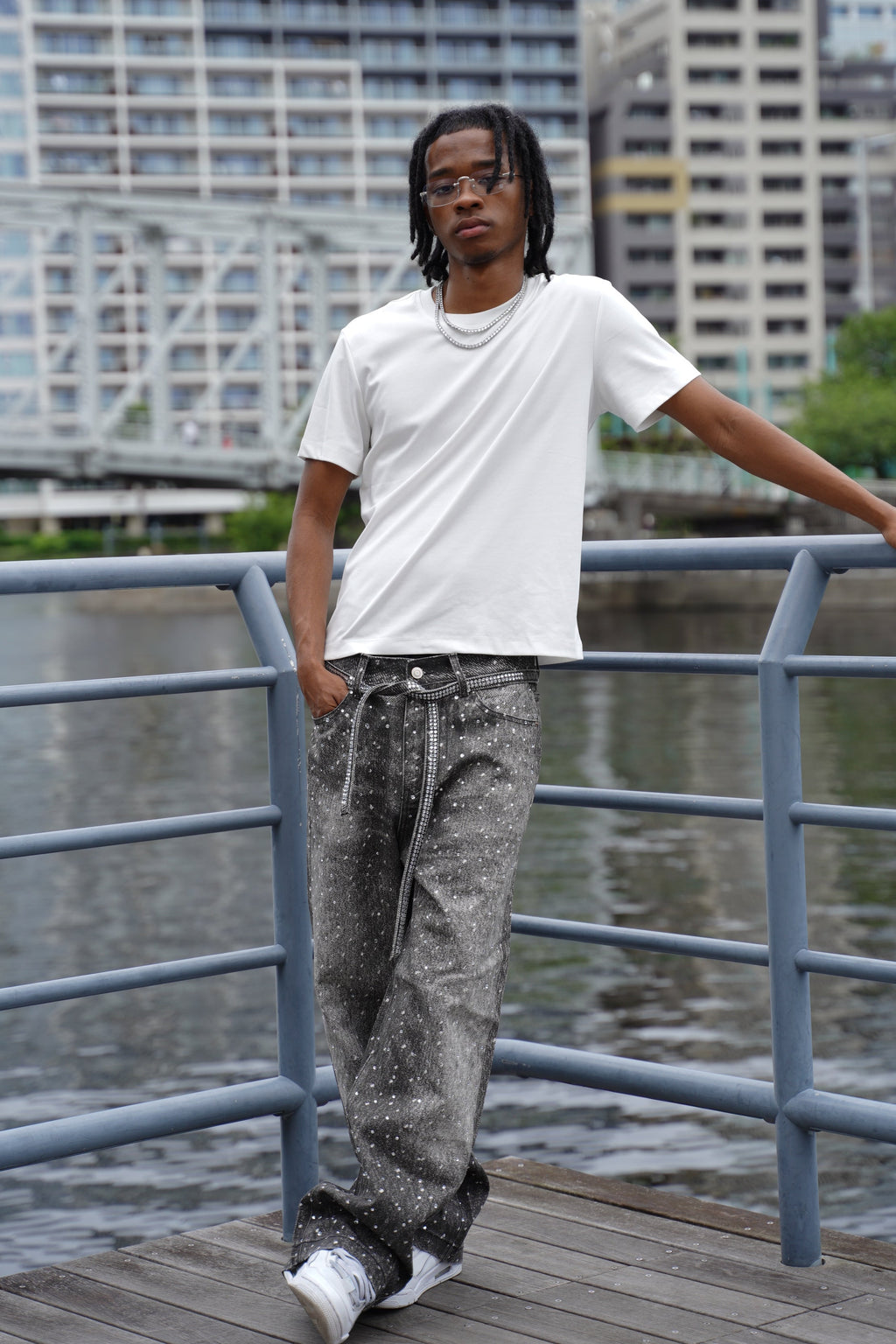 Rhinestone Denim Black