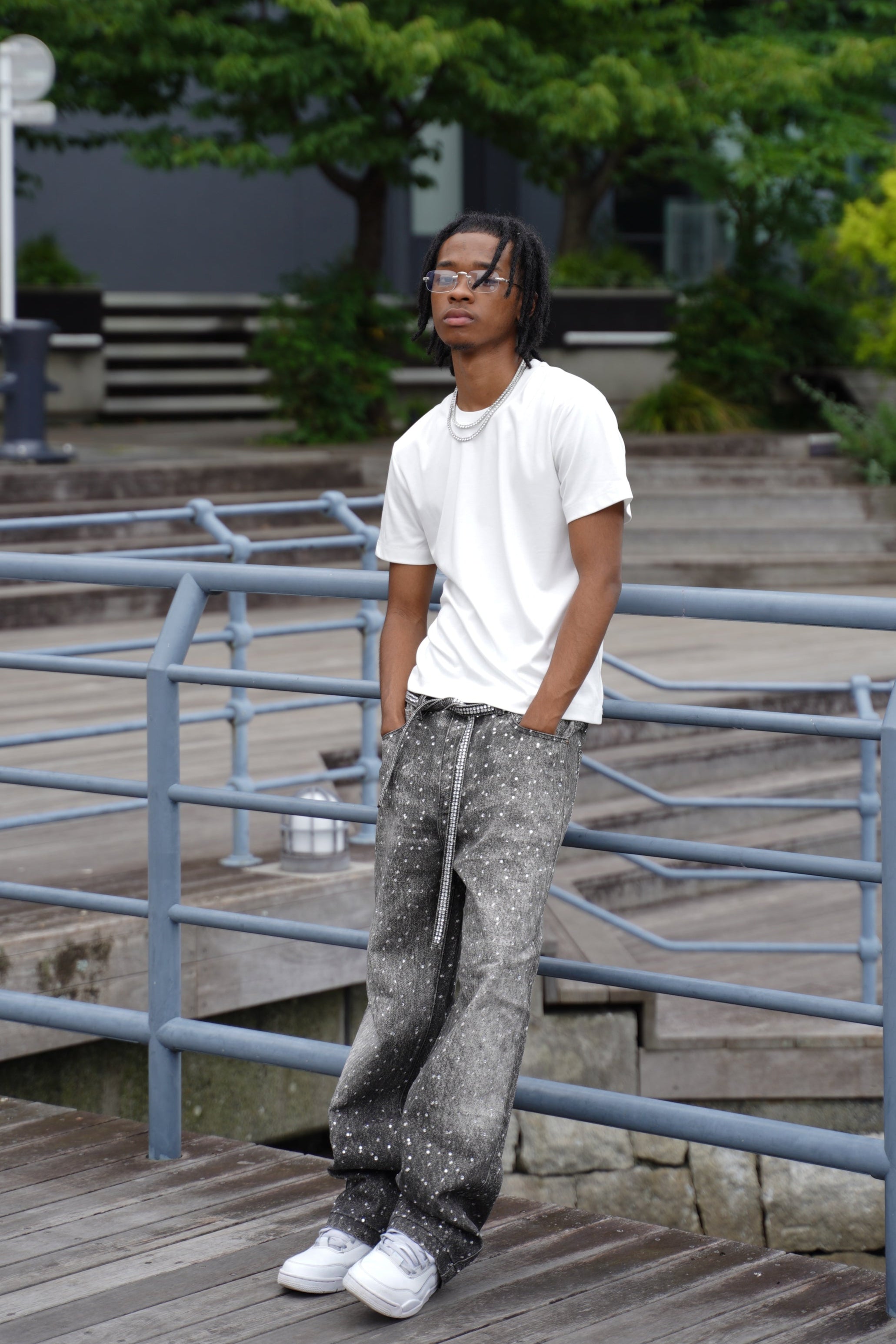 Rhinestone Denim Black