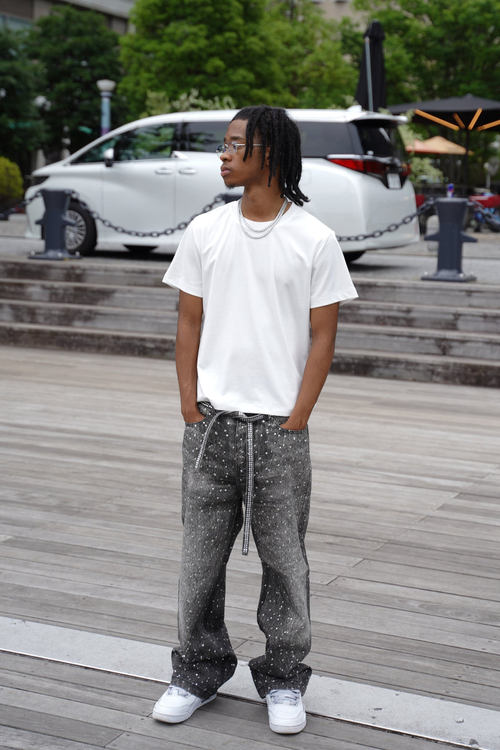 Rhinestone Denim Black