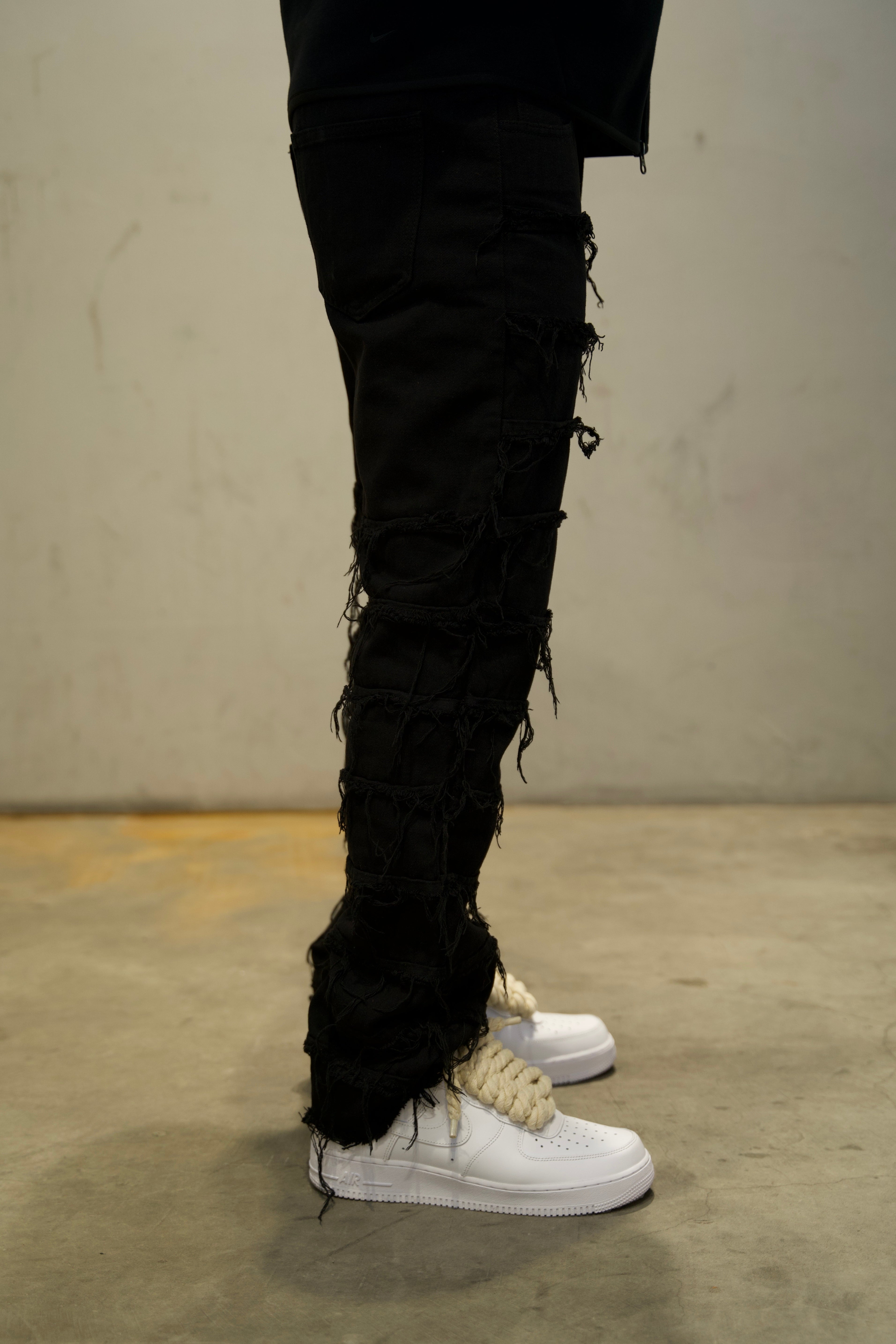 Stacked Flare Denim Black