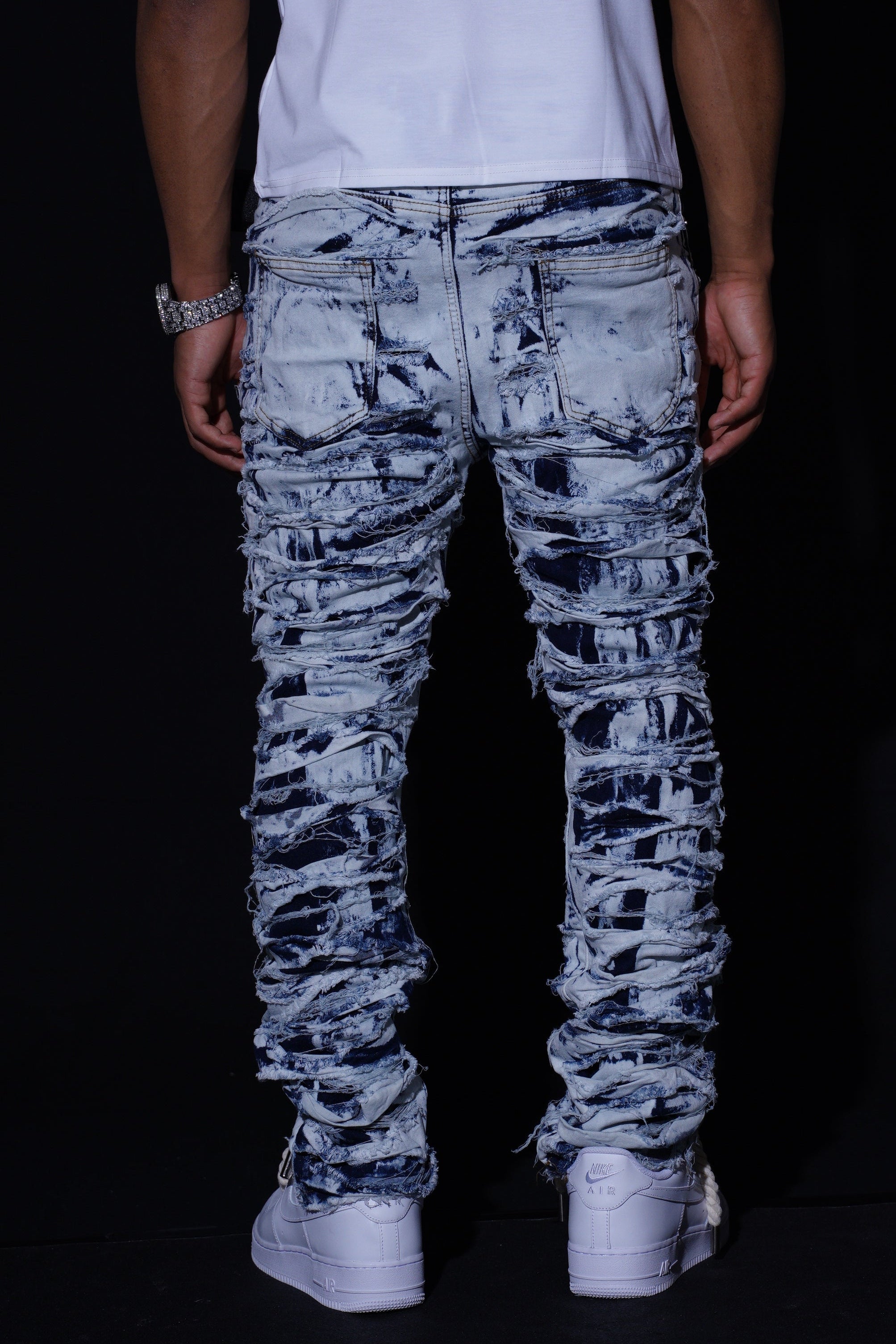 SKINNY DISTRESSED STACKED - BLUE