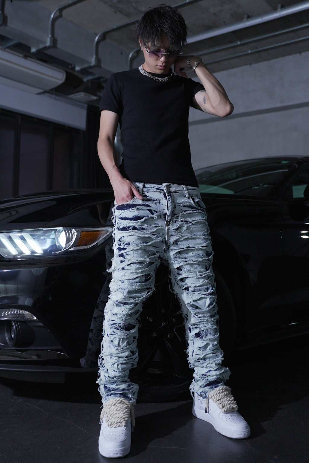 SKINNY DISTRESSED STACKED - BLUE