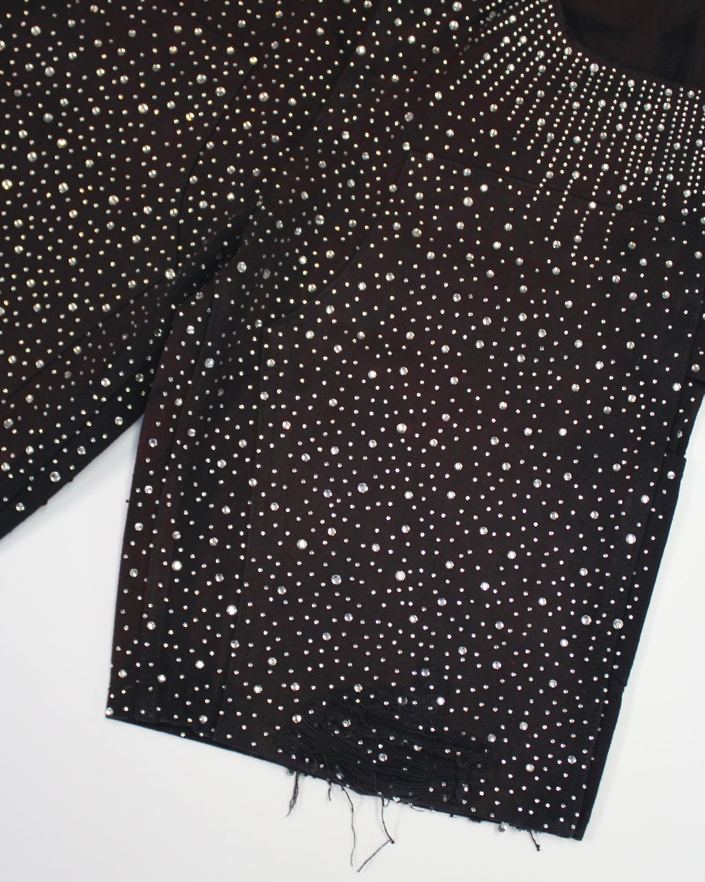 Crystal-Studded Denim Jorts Black