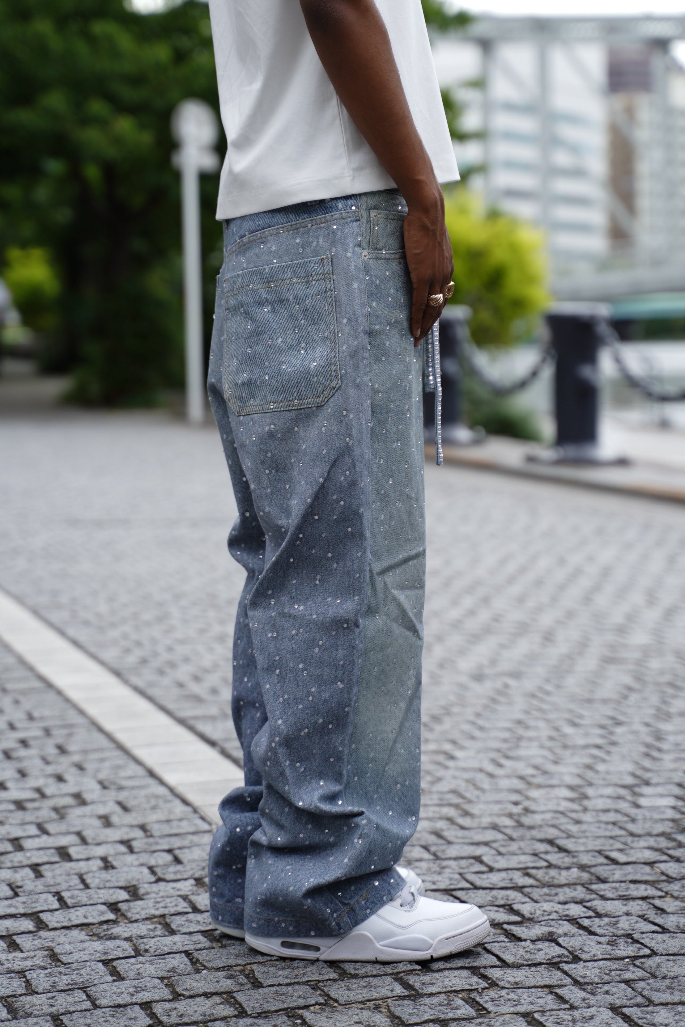 Rhinestone Denim Blue