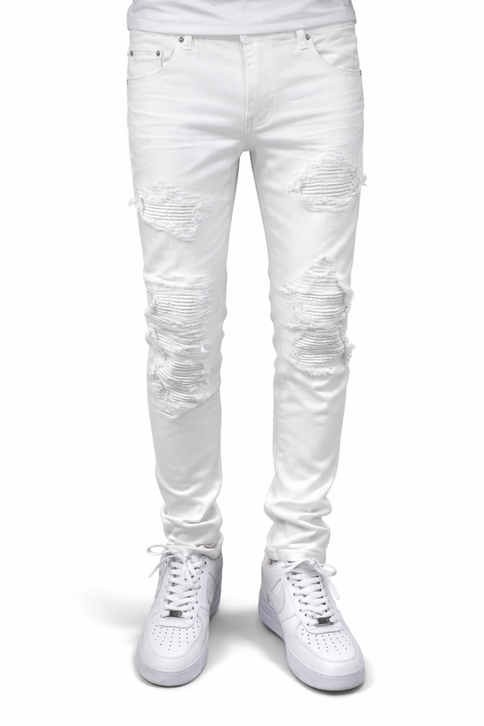 SKINNY DISTRESSED CUTOUT - WHITE