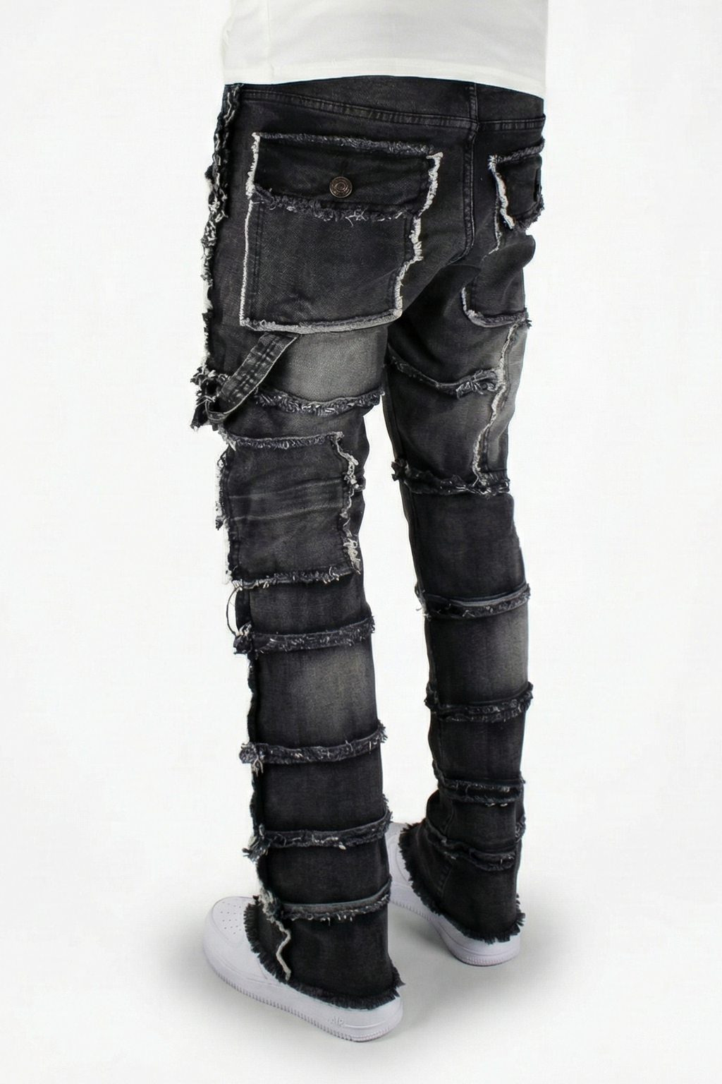 Multi-Pocket Flare Denim Black