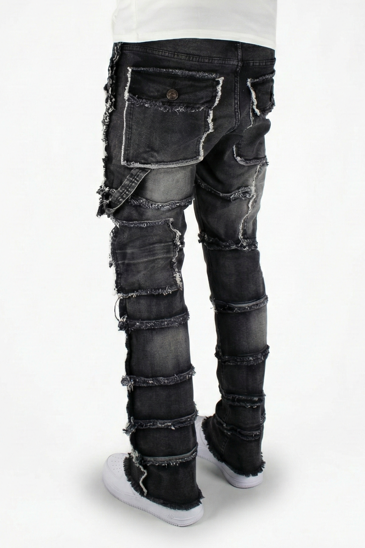 Multi-Pocket Flare Denim Black