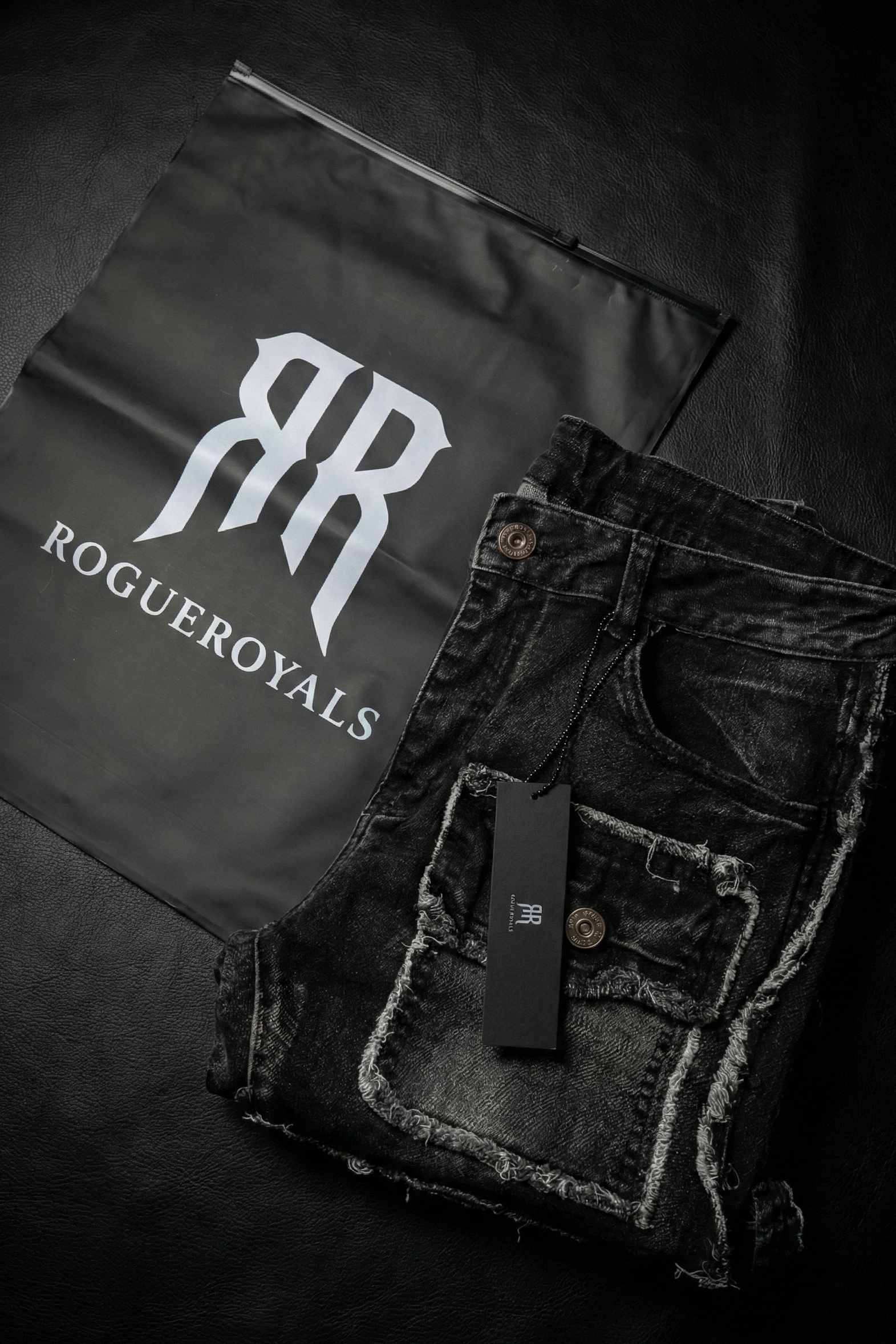 Frayed Stacked Denim Black