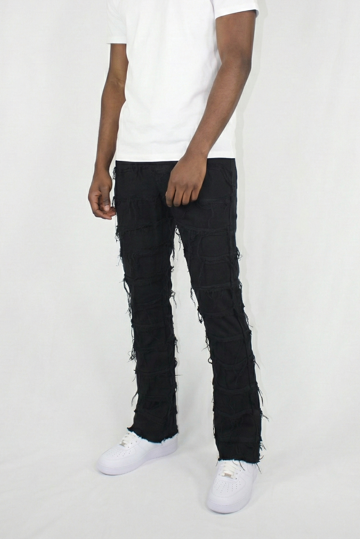 Stacked Flare Denim Black