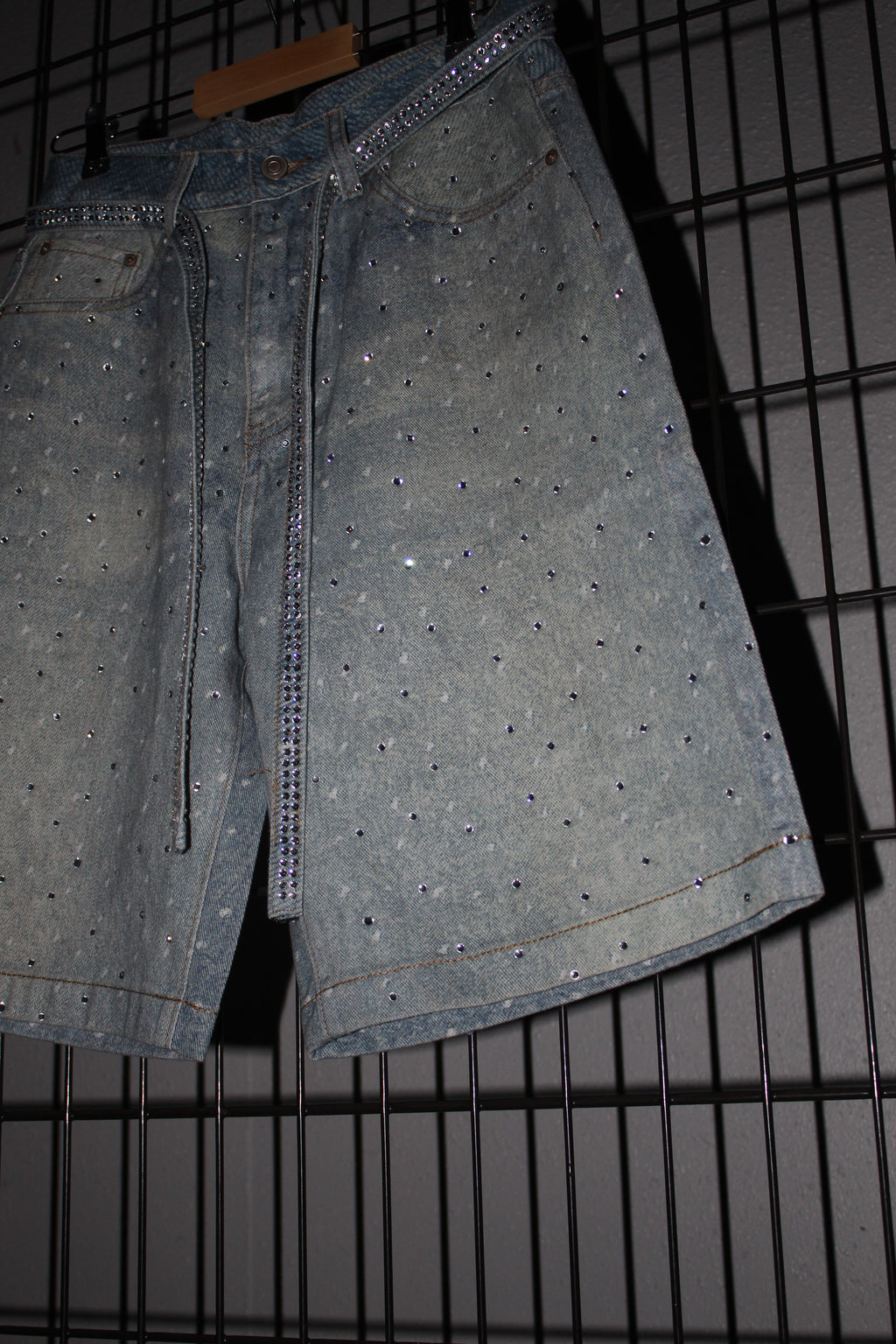 Rhinestone  Denim Shorts Blue