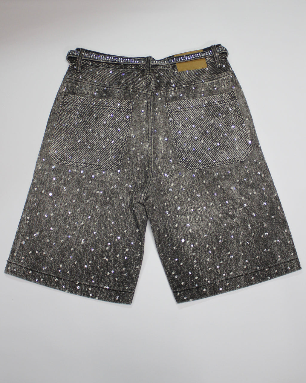 Rhinestone Denim Shorts Black