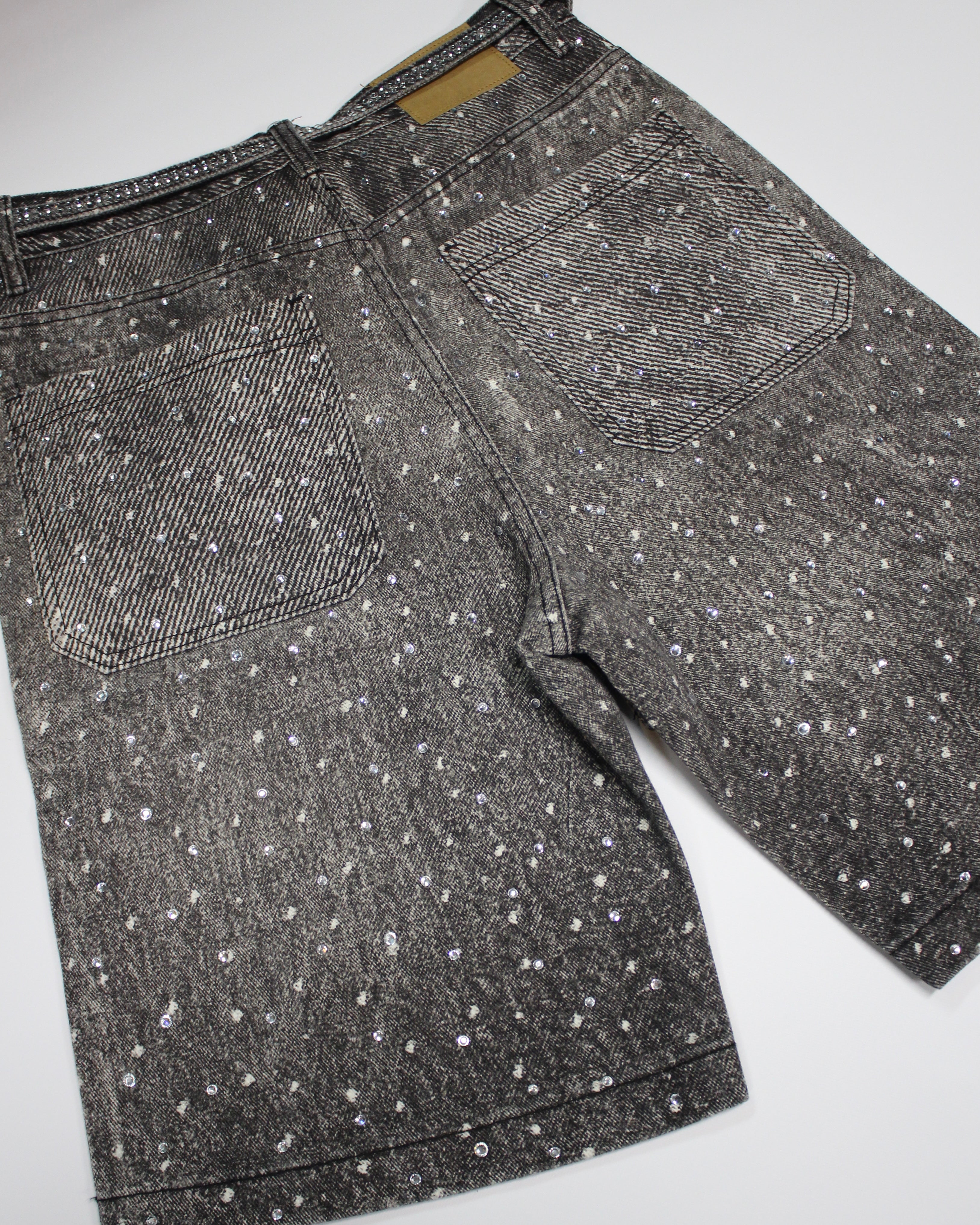 Rhinestone Denim Shorts Black
