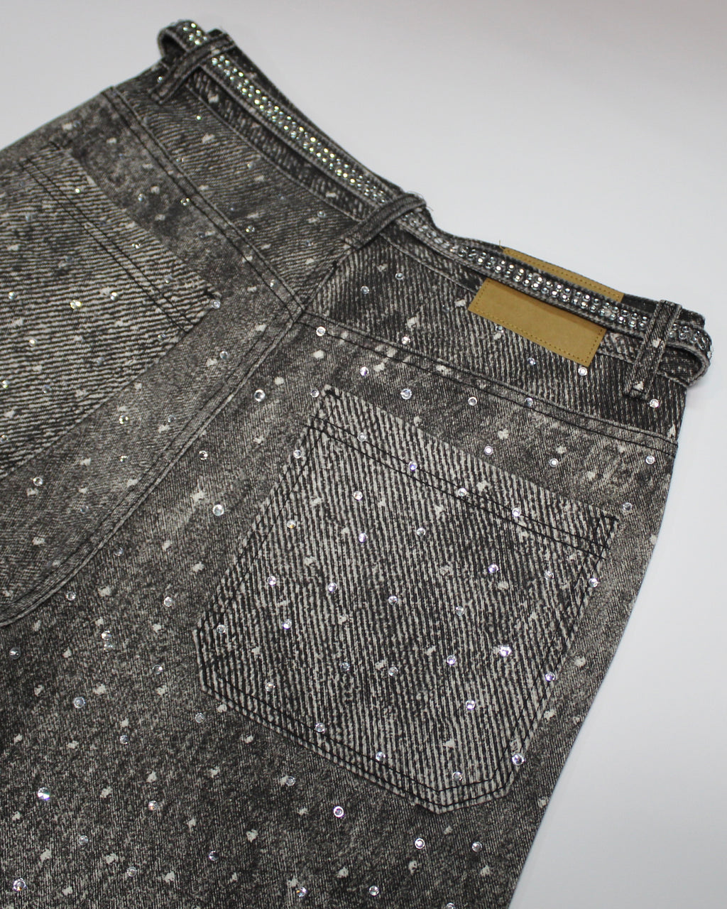 Rhinestone Denim Shorts Black