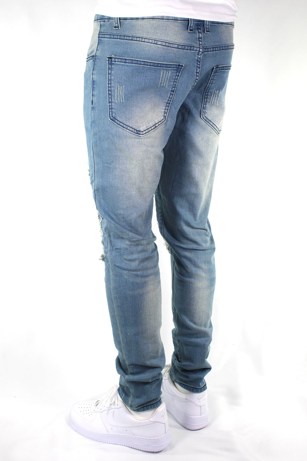 SKINNY DISTRESSED CUTOUT - BLUE